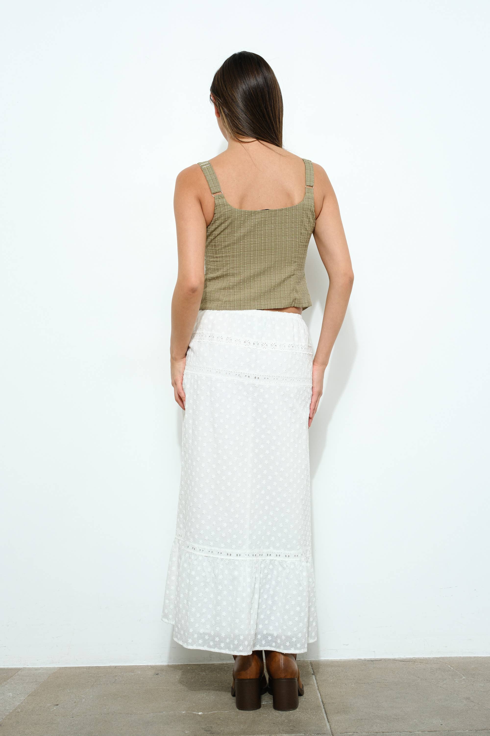 PEEKABOO LACE UP TOP