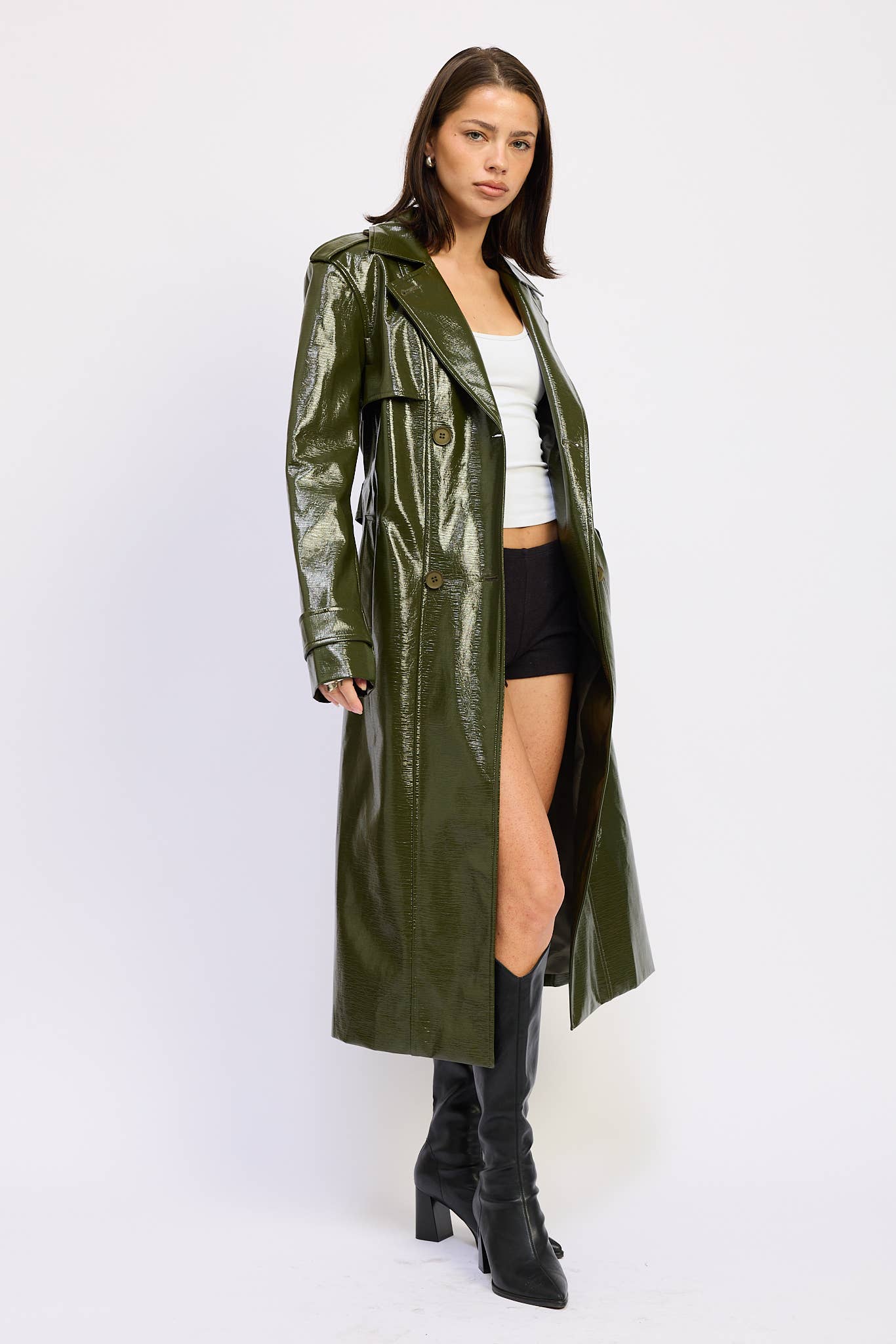 Neo FAUX LEATHER TRENCH COAT