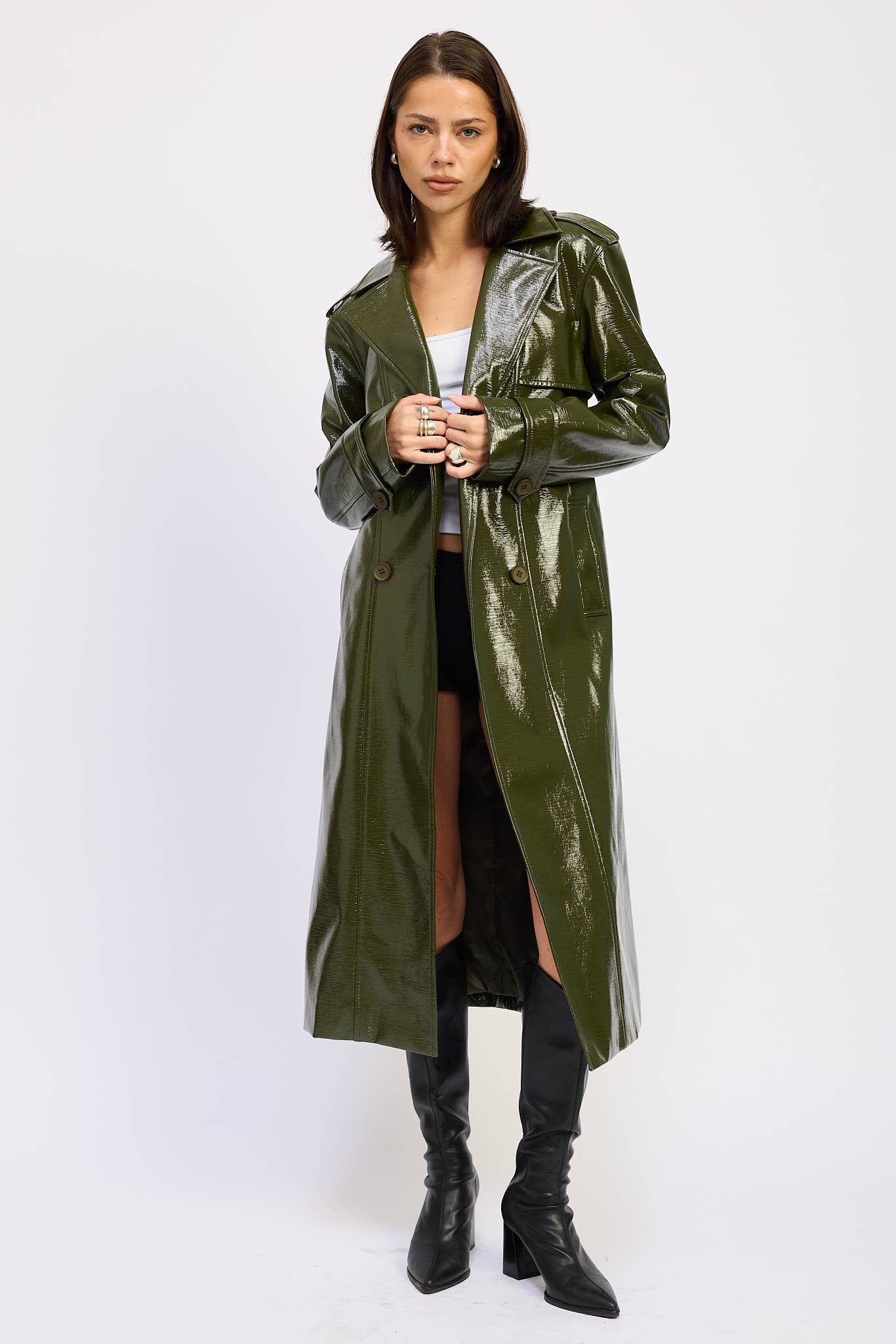 Neo FAUX LEATHER TRENCH COAT