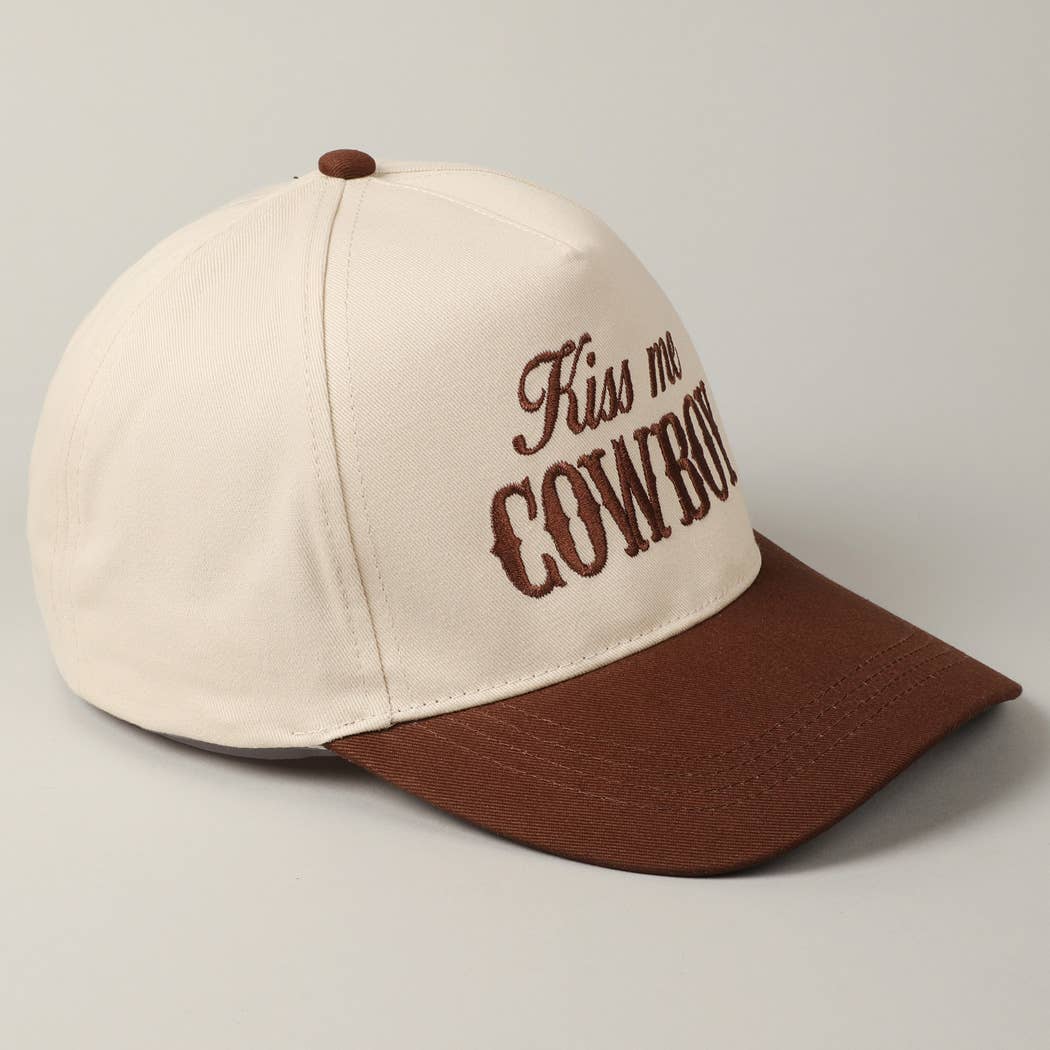 Kiss Me Cowboy Embroidery Two-Tone Cap