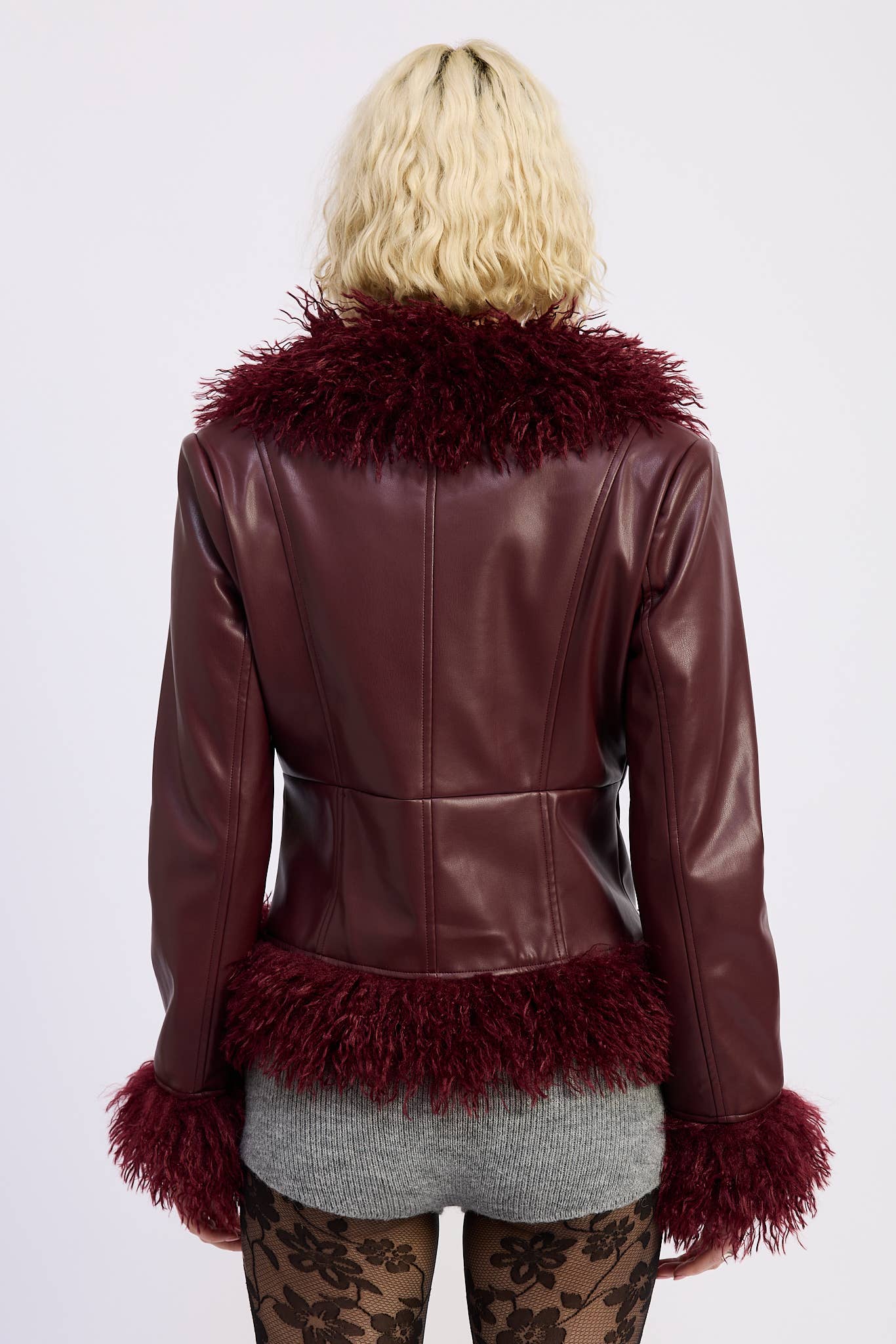 Nova FUR AND LEATHER MIX MEDIA JACKET