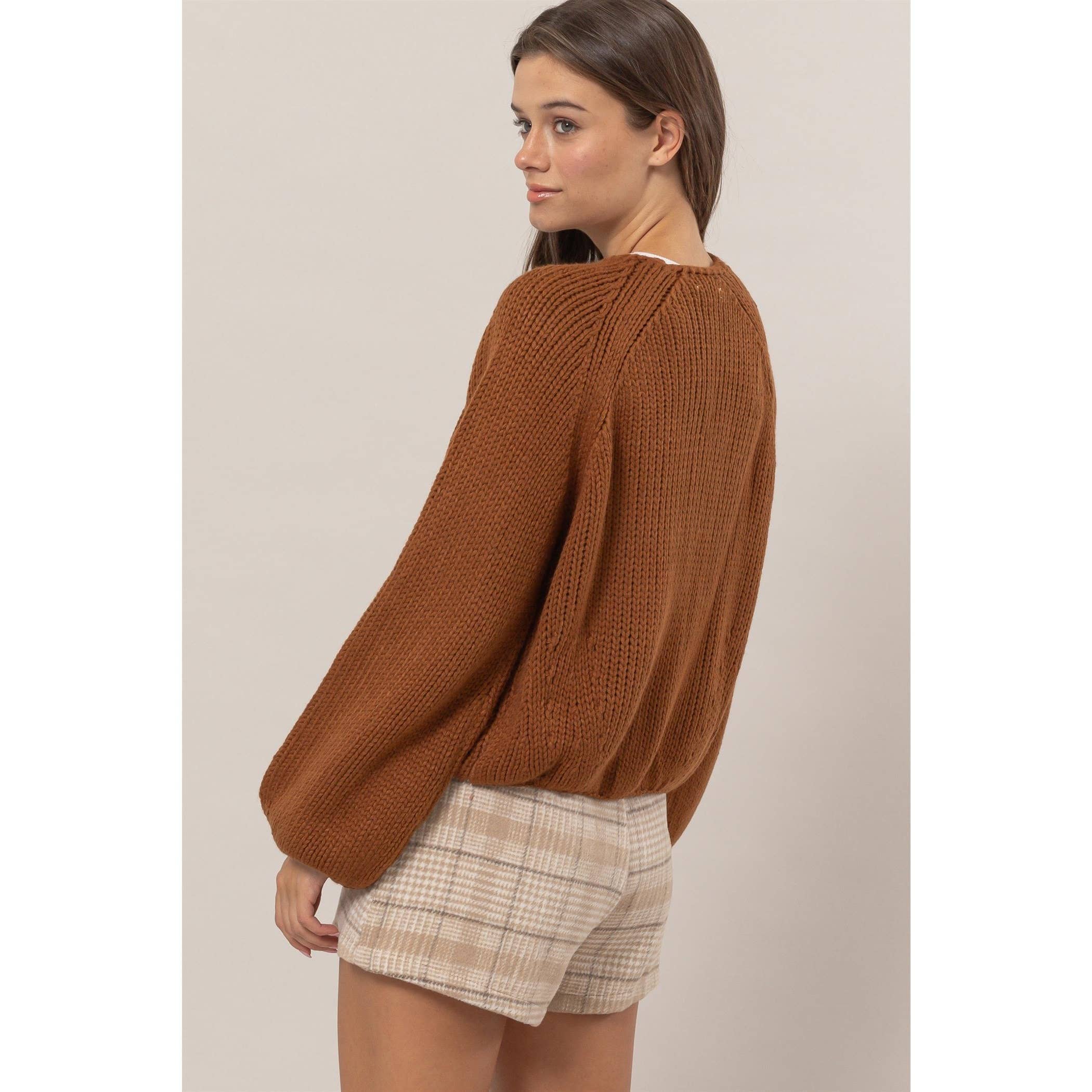 Evelyn Chunky Button-Front Sweater Cardigan