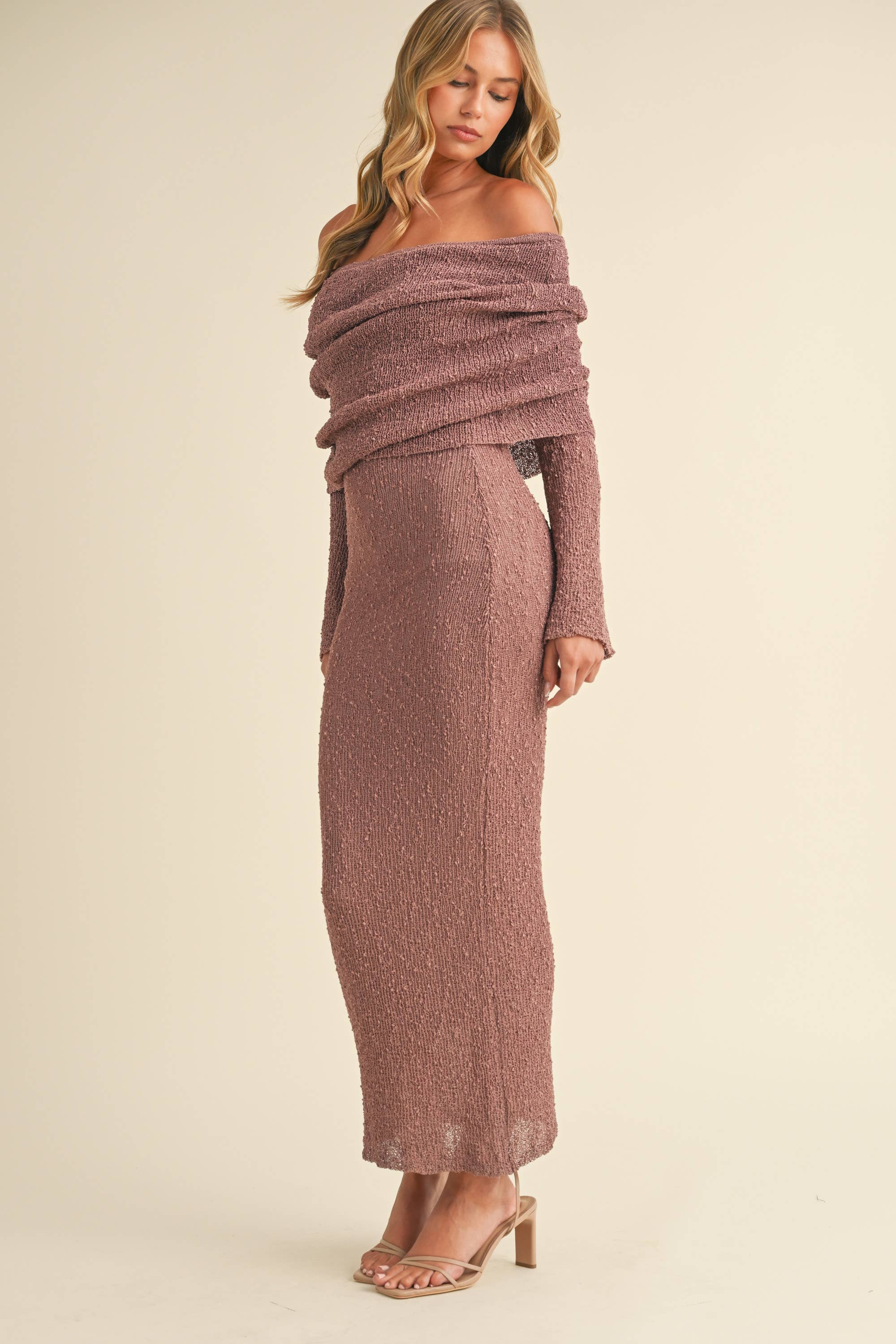 Elise SWEATER OFF SHOULDER MAXI DRESS