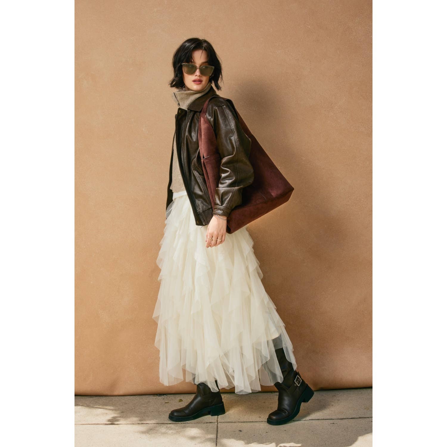 Braxton Oversized Faux Leather Biker Jacket