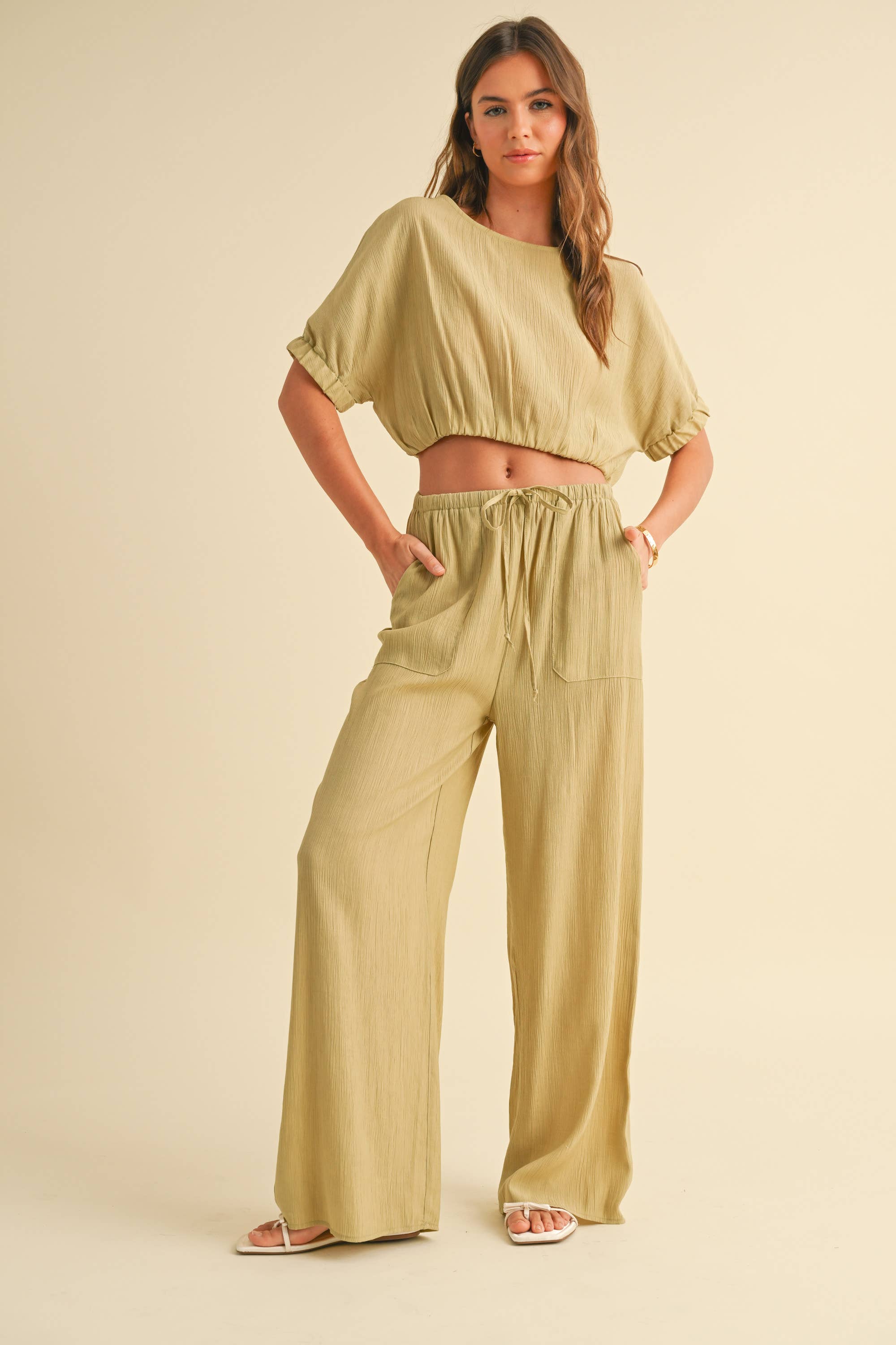 Poppy TEXTURED FABRIC LOOSE PANTS