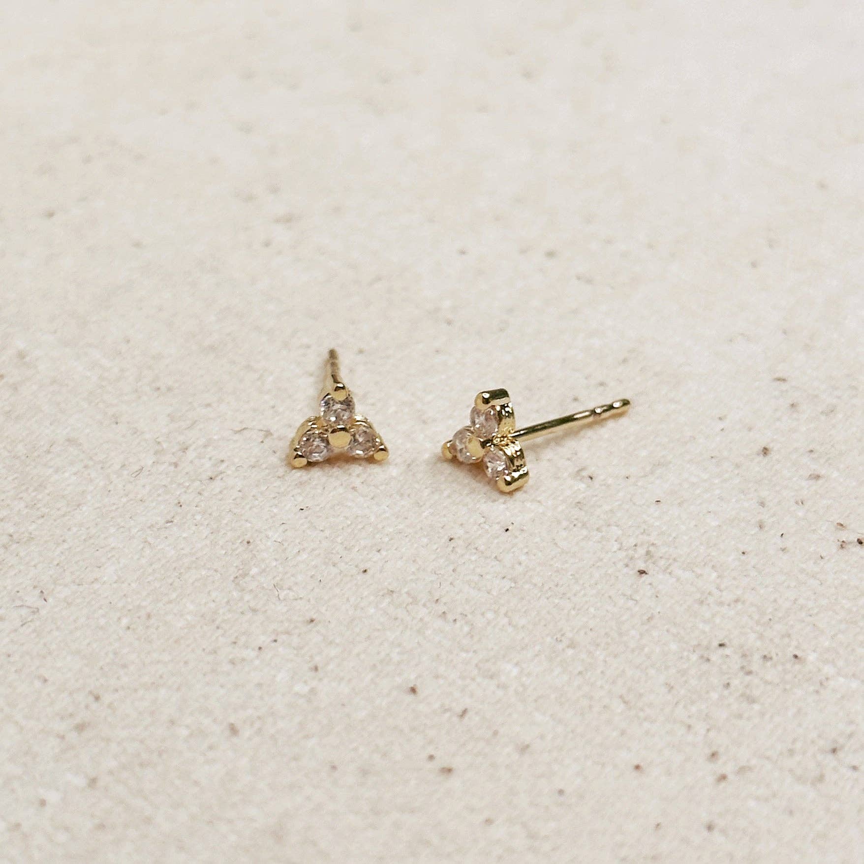 18k Gold Filled Mini Flower CZ Stud Earrings