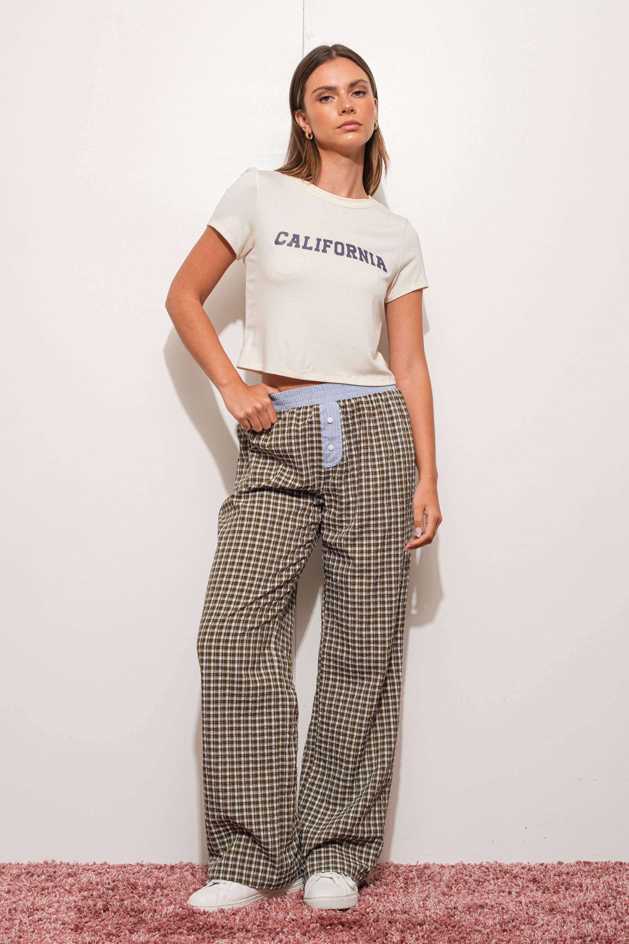 Kinta CONTRAST PLAID PANTS