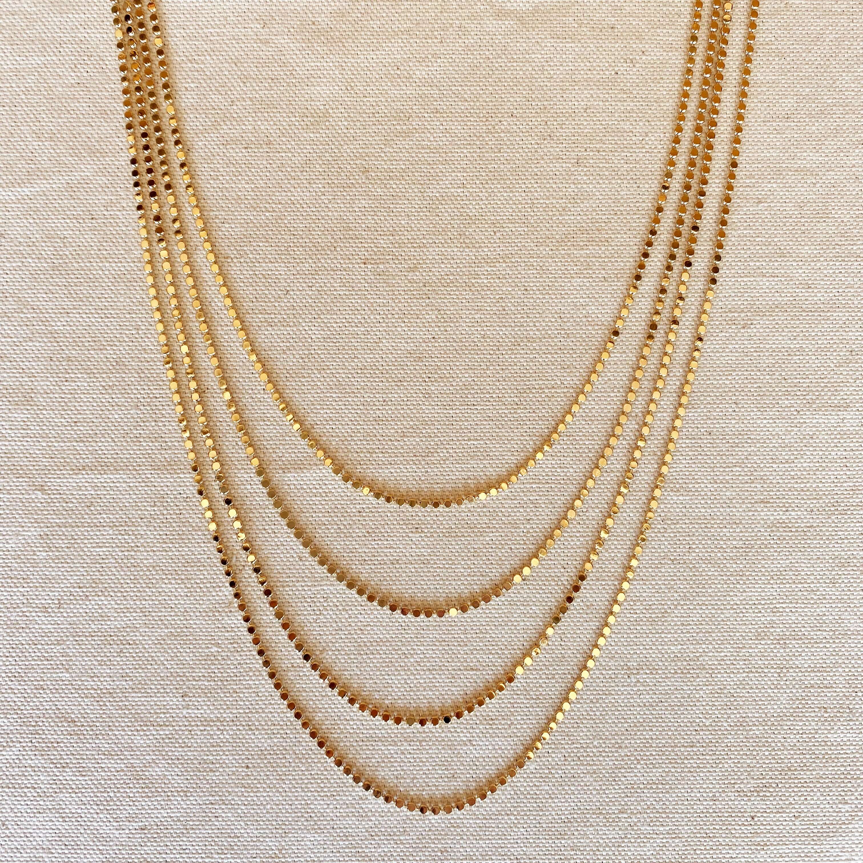 18k Gold Filled 2mm Flat Ball Chain Necklace