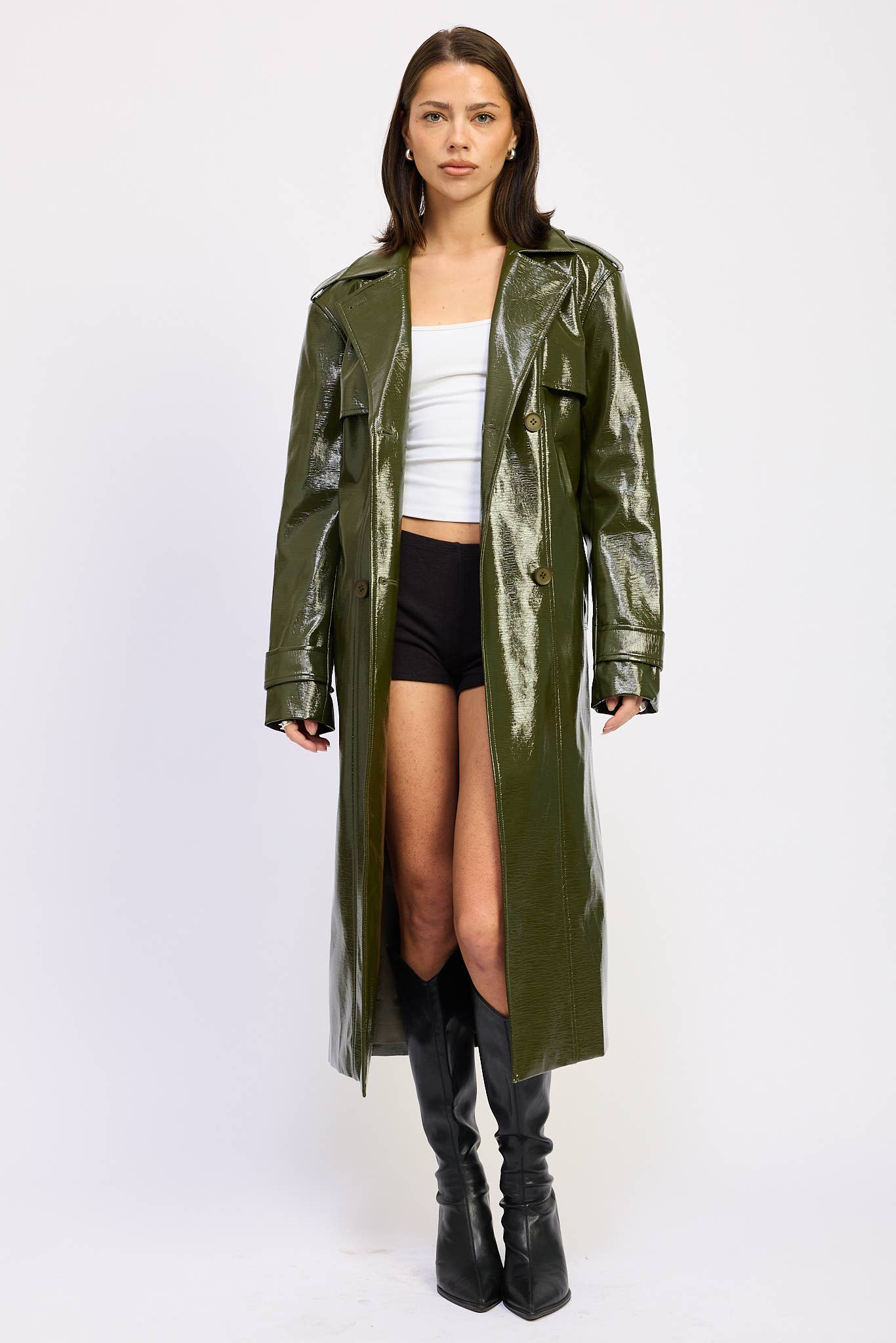Neo FAUX LEATHER TRENCH COAT