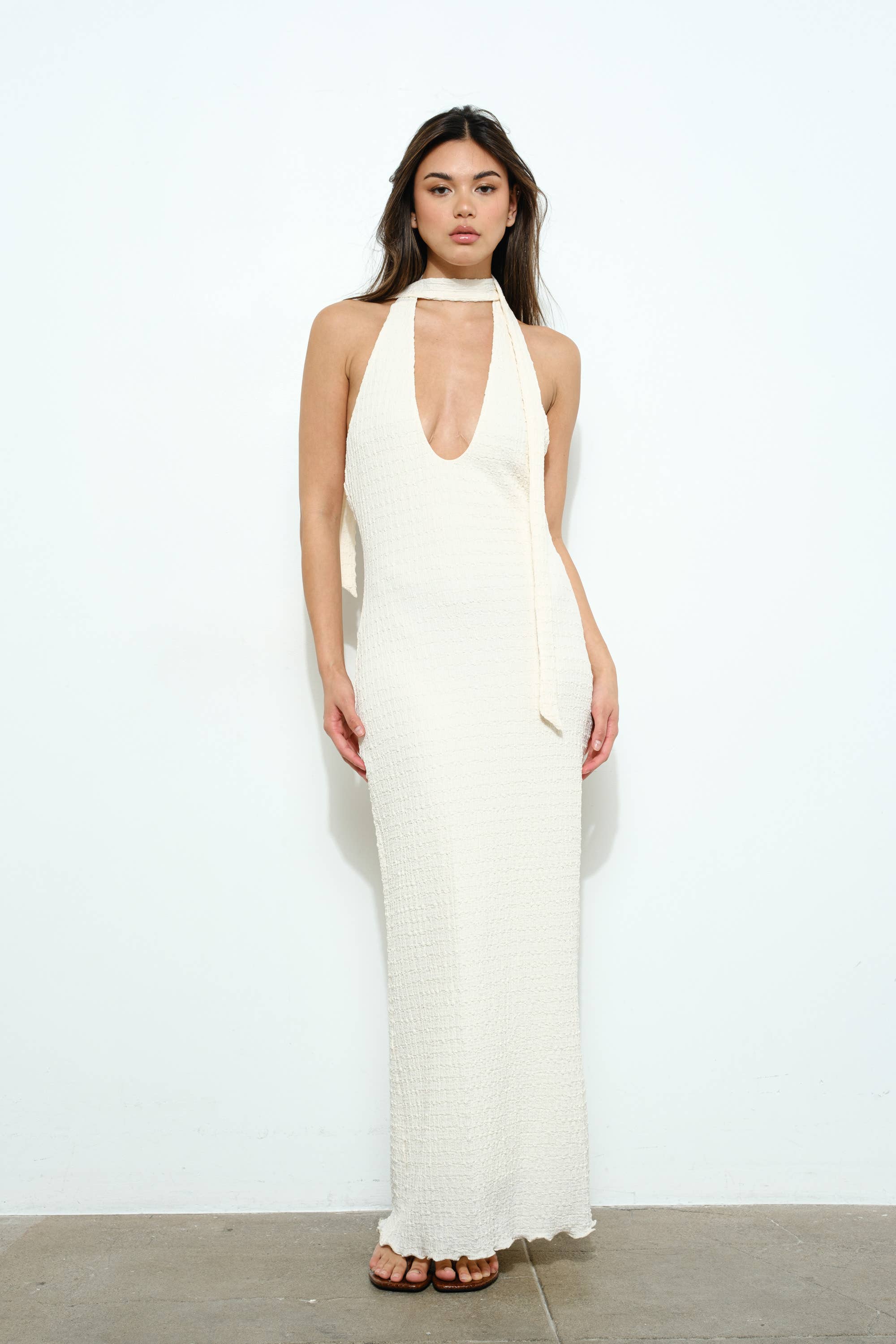 Akira TEXTURED KNIT MAXI DRESS