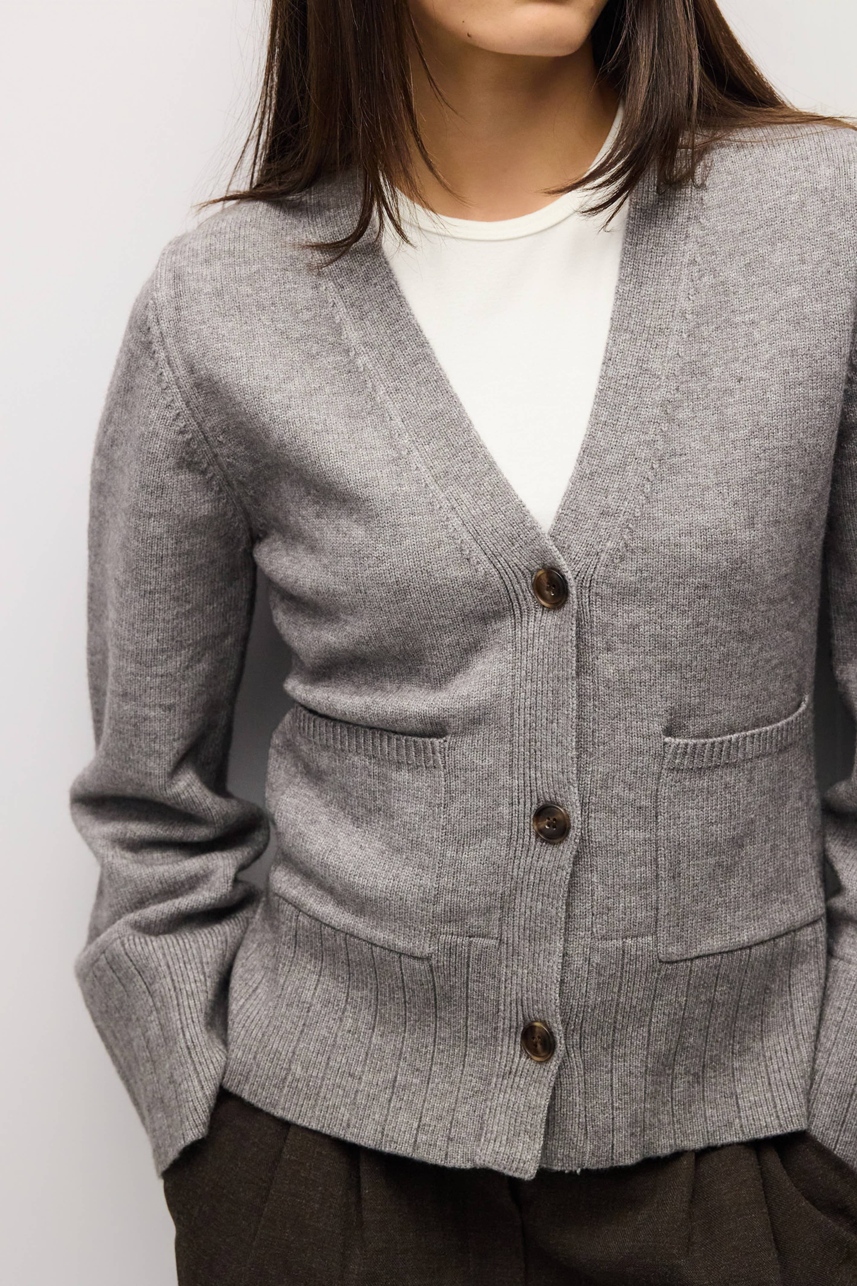 The Allison Cardigan | V Neck Cardigan Patch Pockets