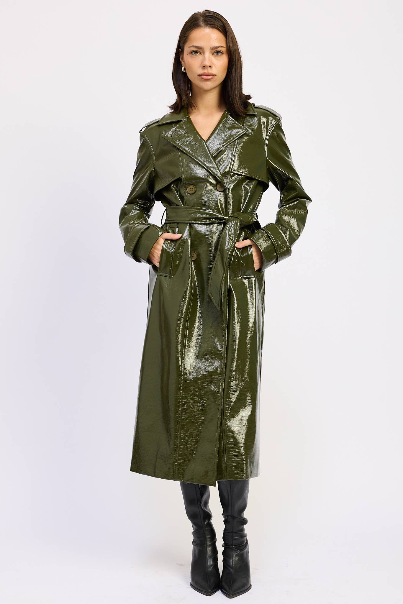 Neo FAUX LEATHER TRENCH COAT