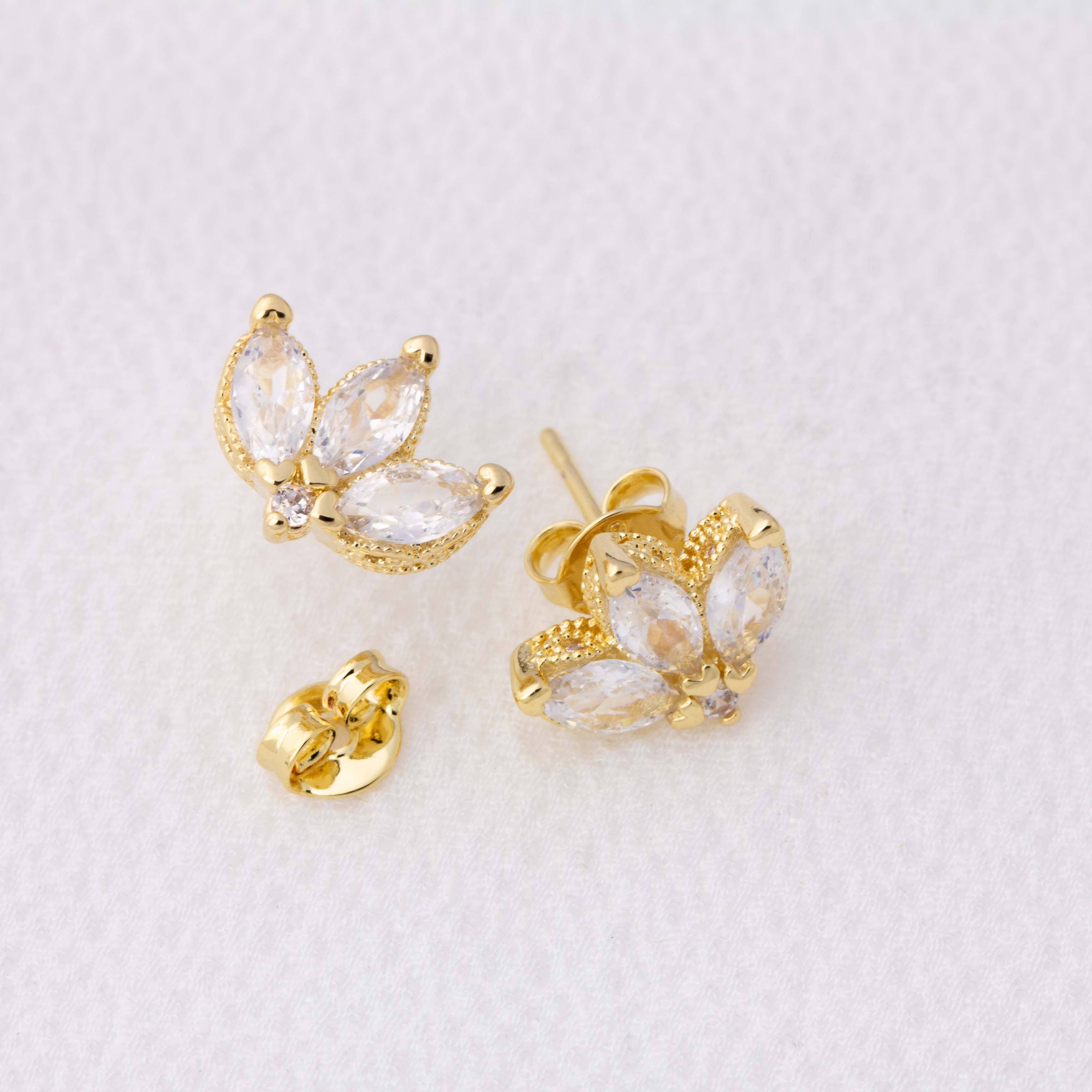 18k Gold Filled Vintage Lotus Flower Stackable Earrings