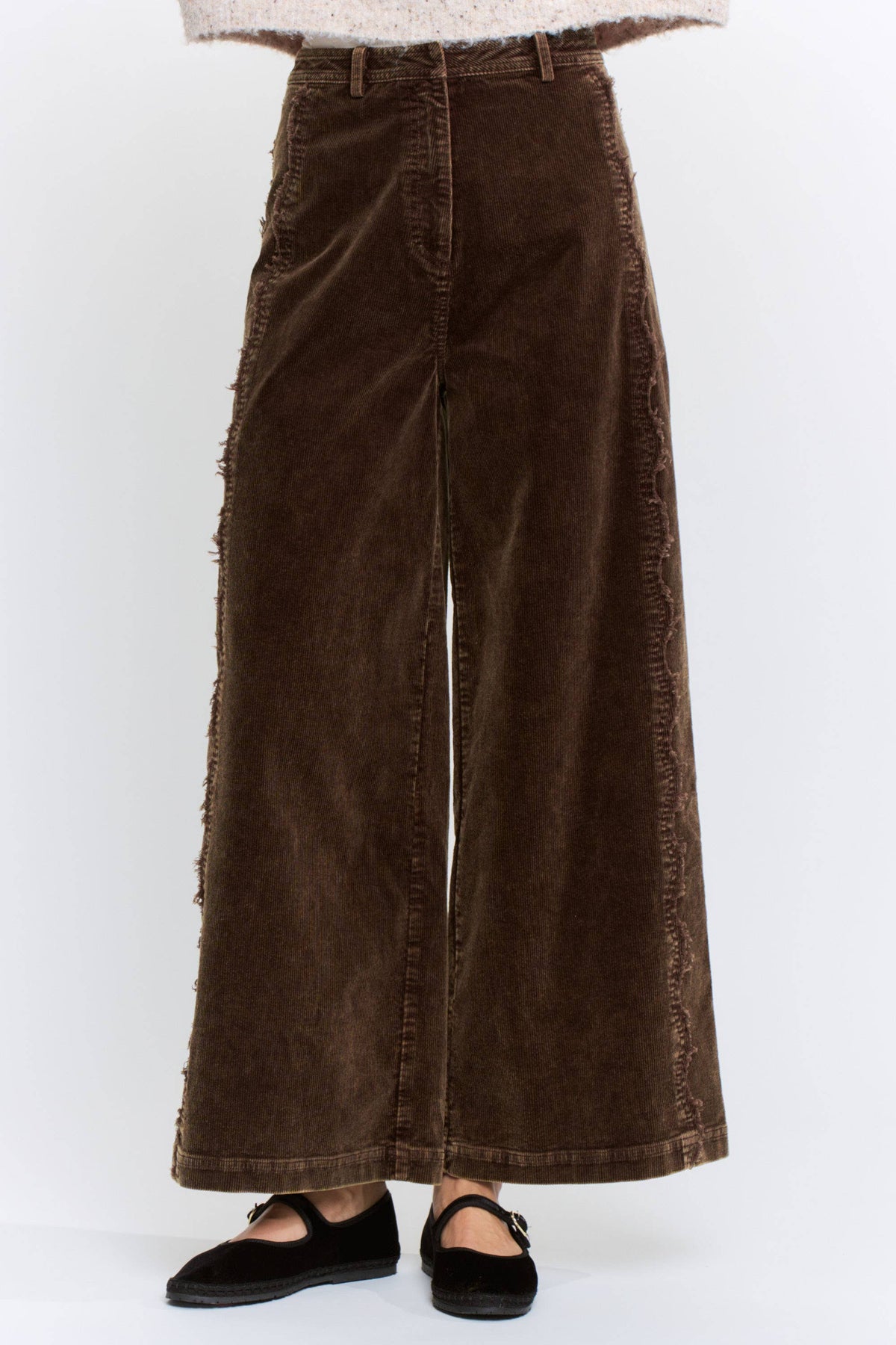 Harley Wide-Leg Corduroy High-Rise Scalloped Trousers