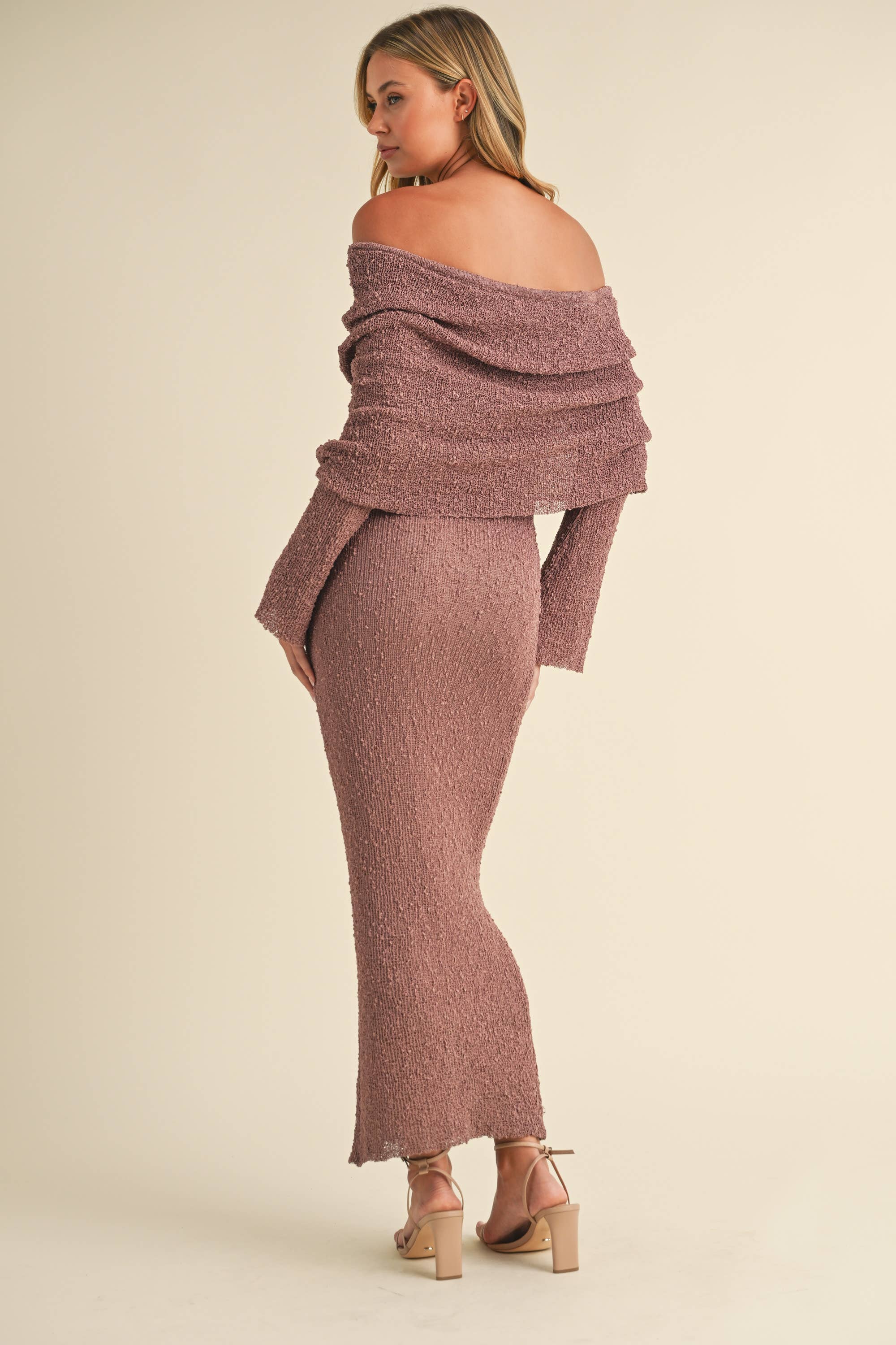 Elise SWEATER OFF SHOULDER MAXI DRESS