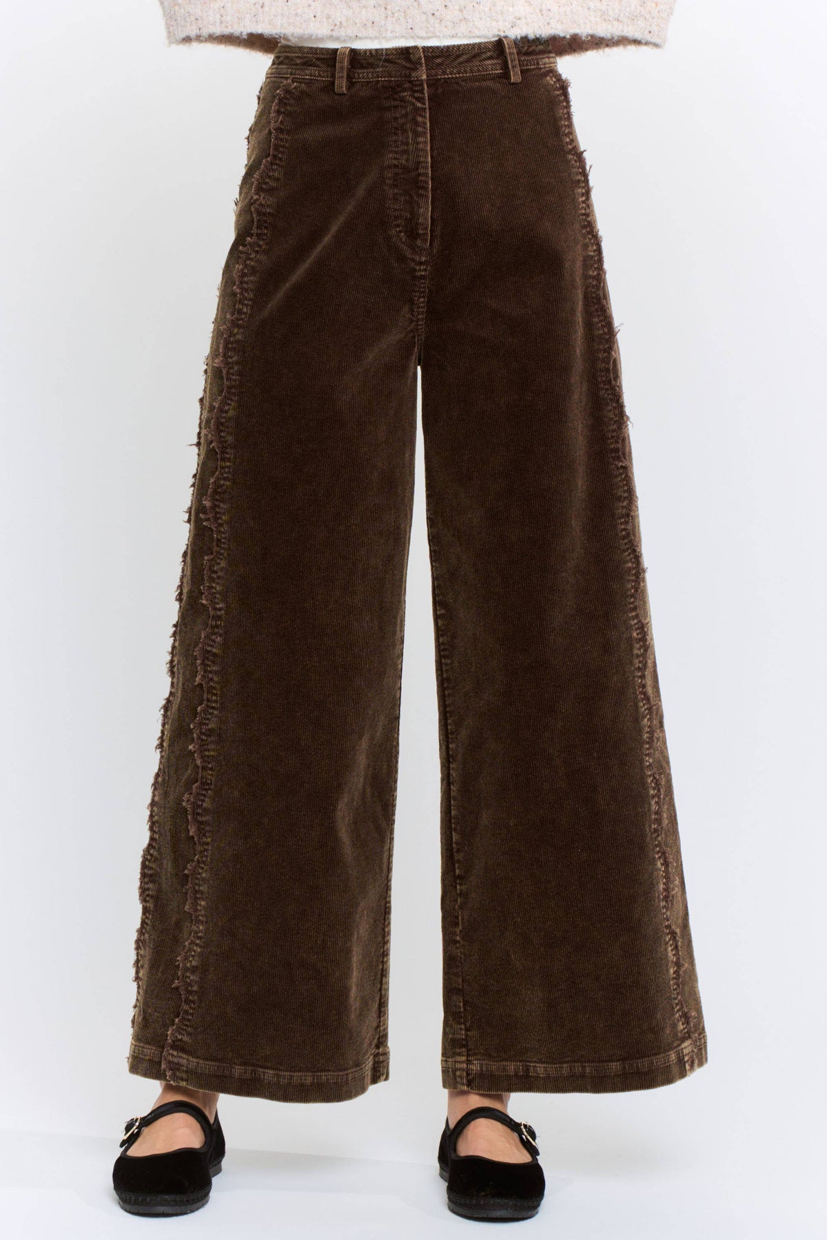 Harley Wide-Leg Corduroy High-Rise Scalloped Trousers
