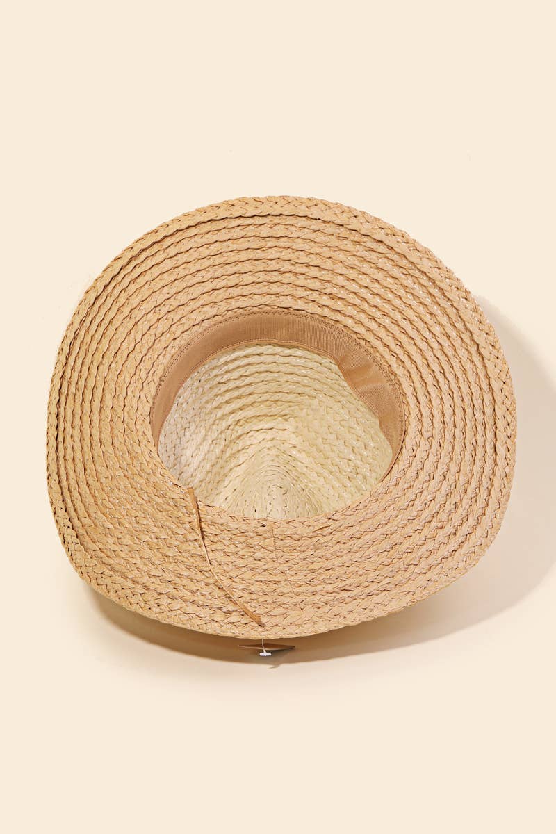 Two Tone Straw Braided Sun Hat