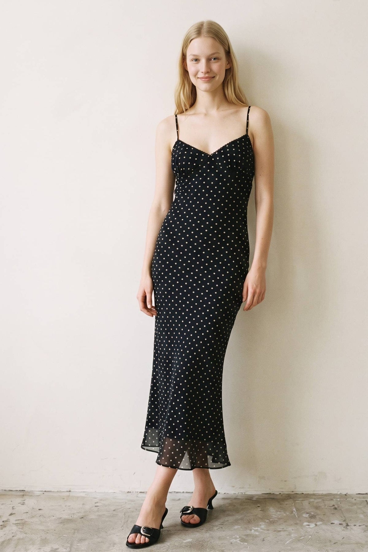 Addison Polka Dot V-Neck Cami Maxi Dress