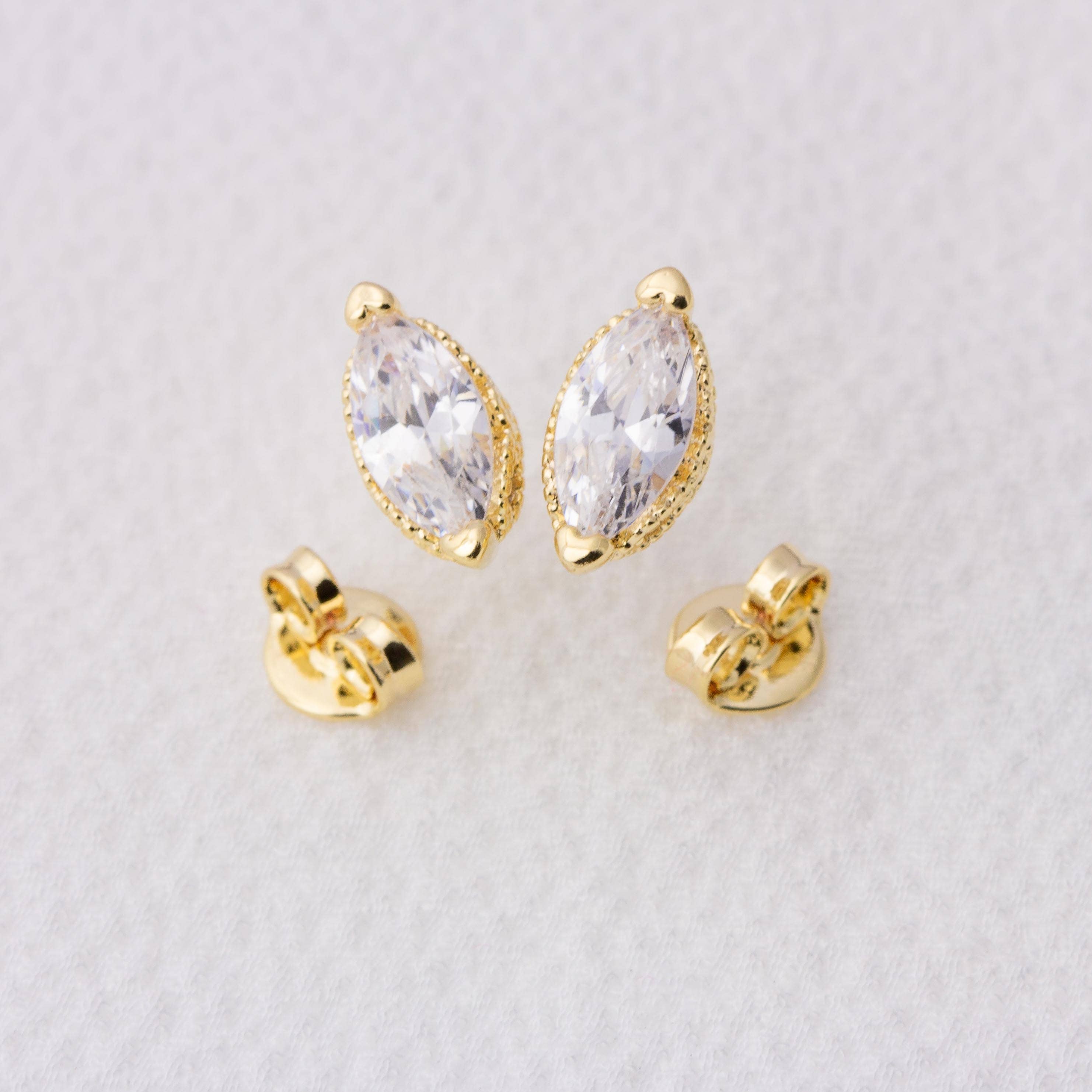 18k Gold Filled Vintage Marquise Stackable Earrings