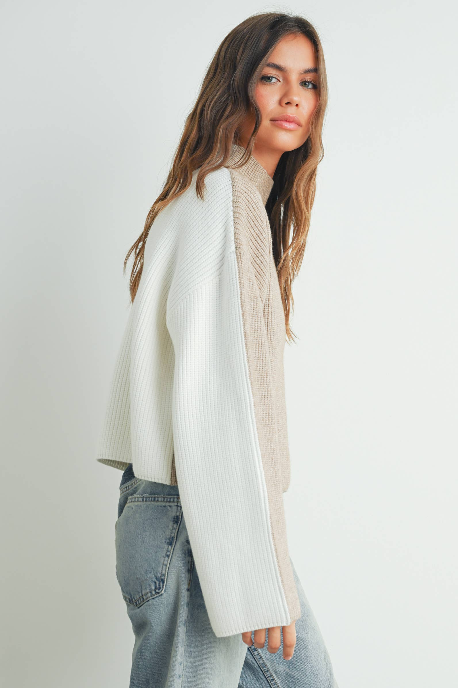 Gianna TWO-TONED TURTLENECK SWEATER