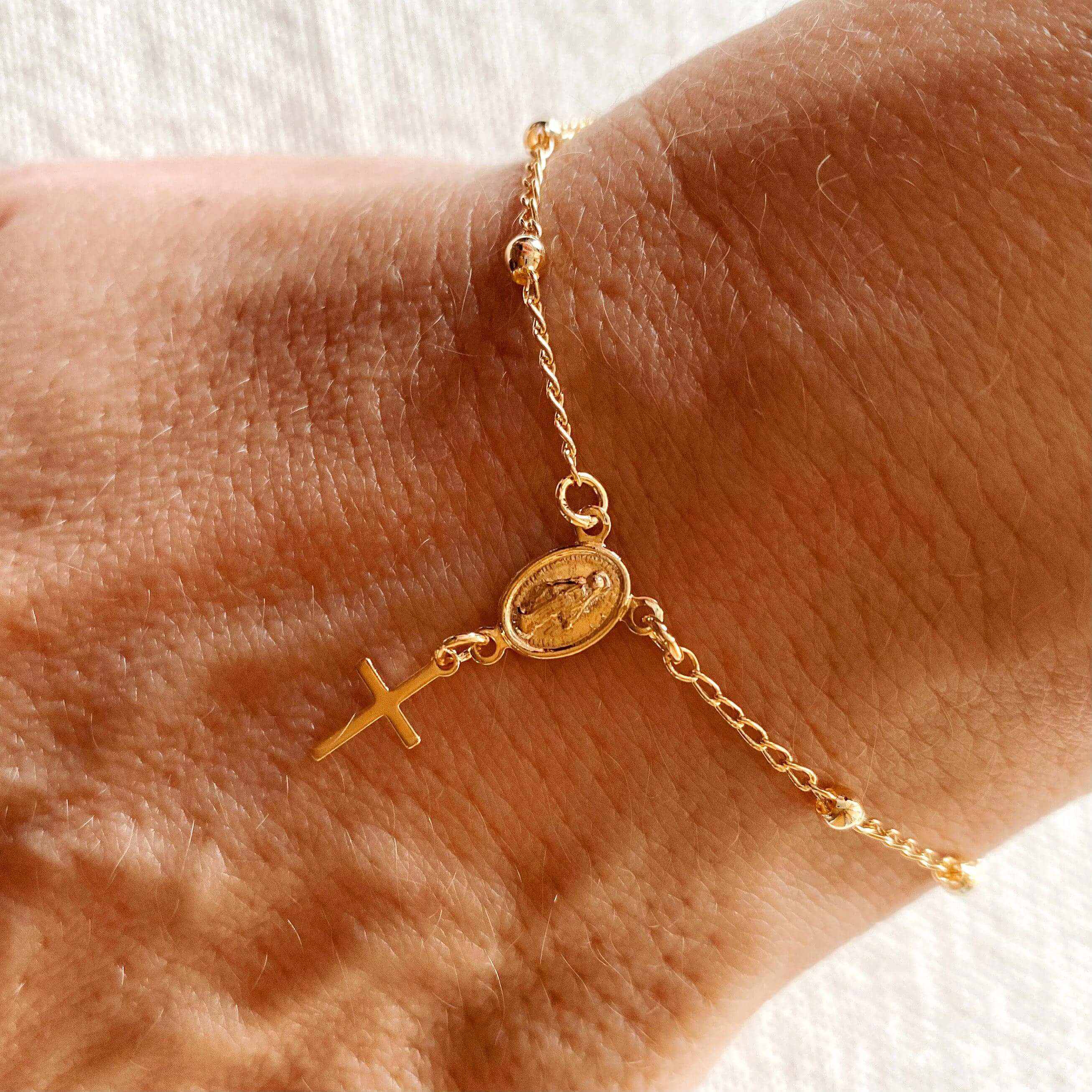 18k Gold Filled Delicate Rosary Bracelet