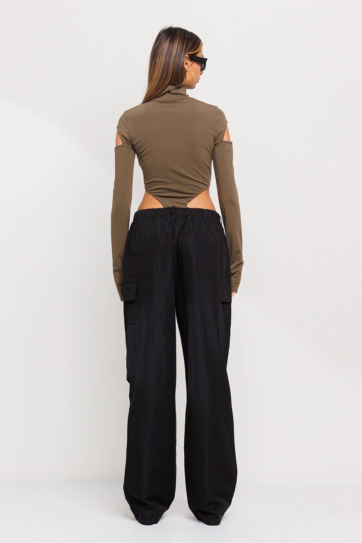 Nori Front slit and cold shoulder mock neck bodysuits