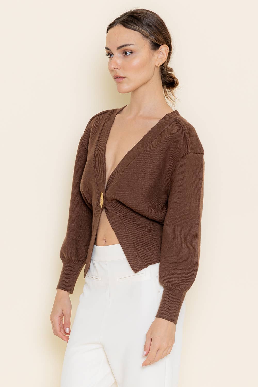 Nerio gold button cardigan