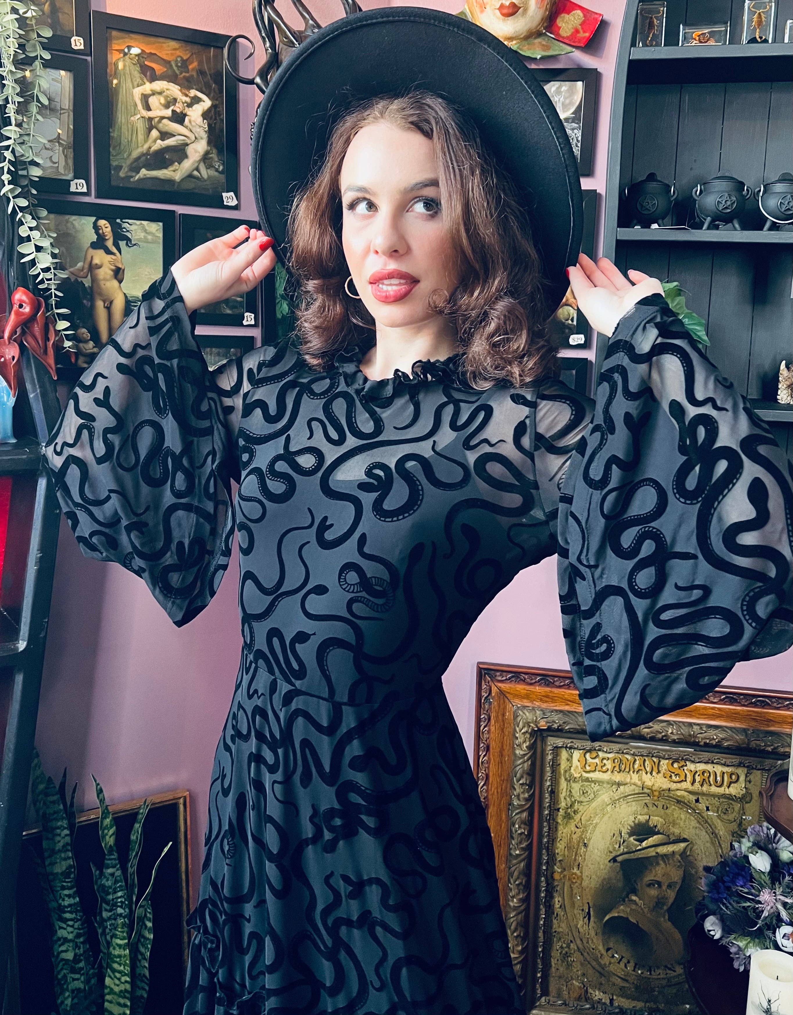 Sloane - Velvet Flocked Snake Maxi Dress