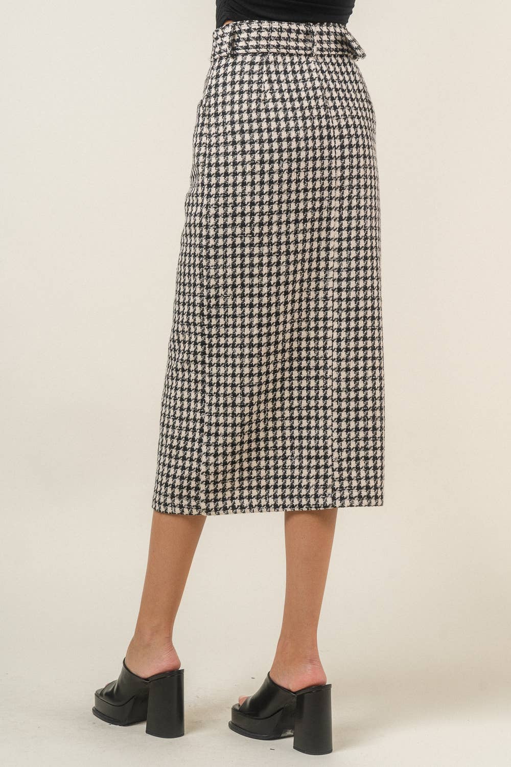 Nairne HOUNDSTOOTH BELTED MAXI SKIRT
