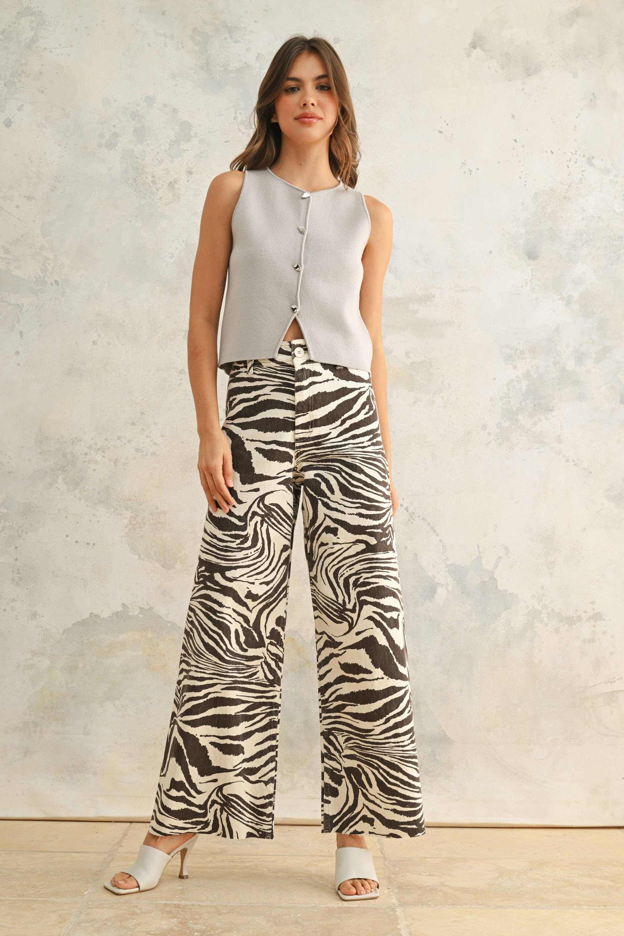 Miya ZEBRA PRINT STRETCH PANTS