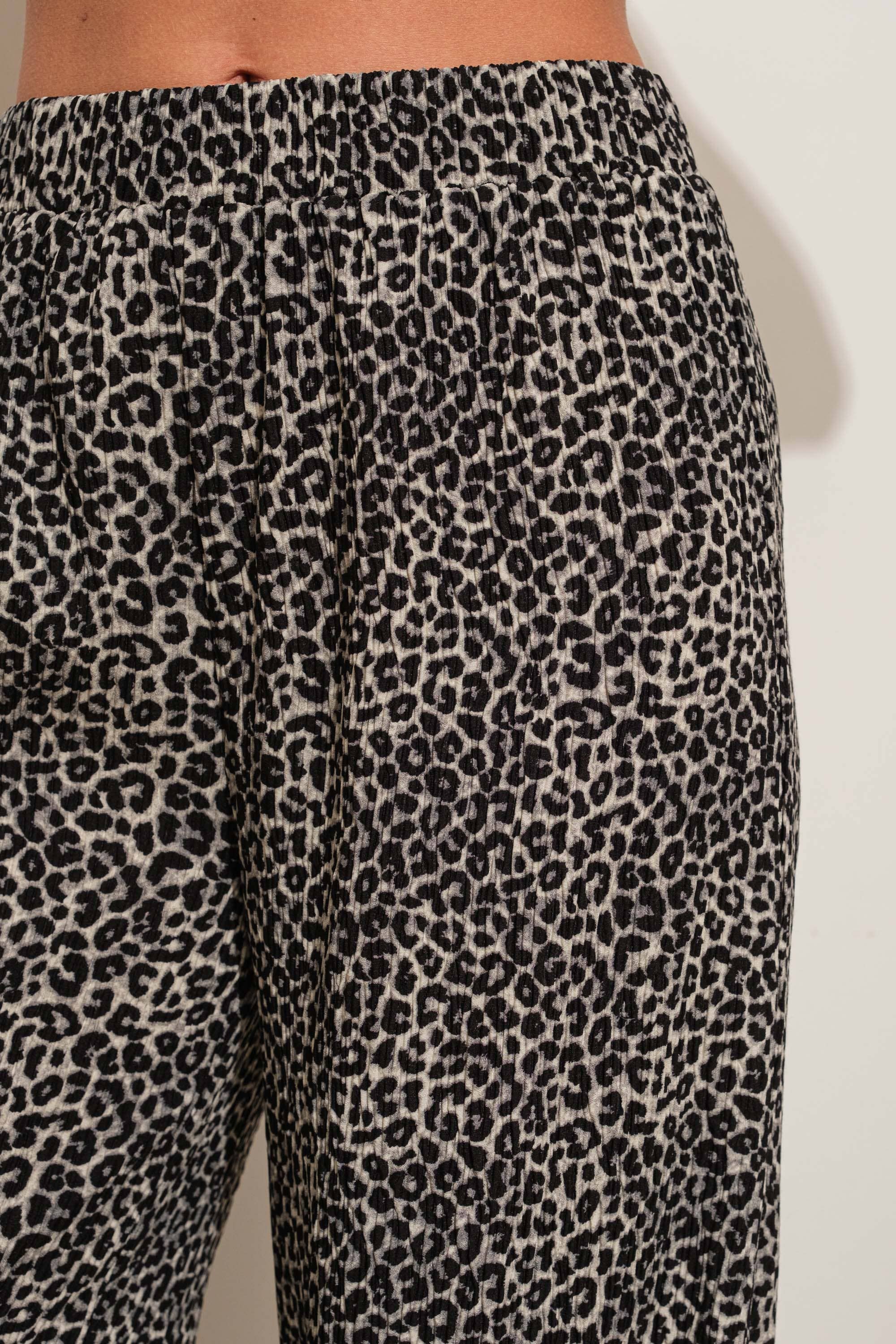 Greer LEOPARD PRINT PLISSE PANTS