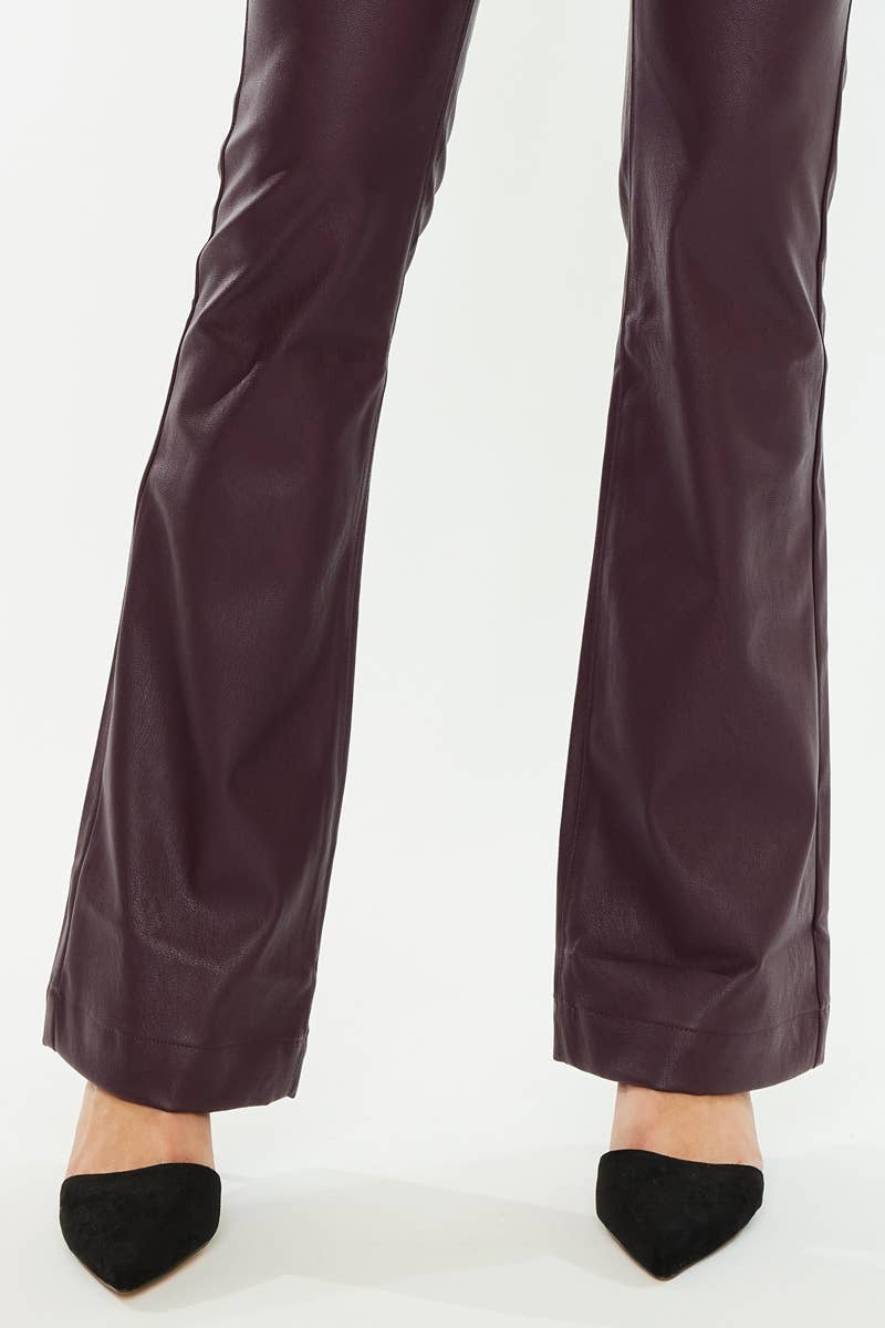 Neriah MID RISE VEGAN LEATHER BOOTCUT Pants