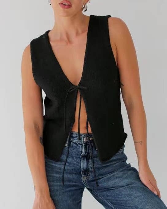 Ellison Lace-Up Knitted Vest