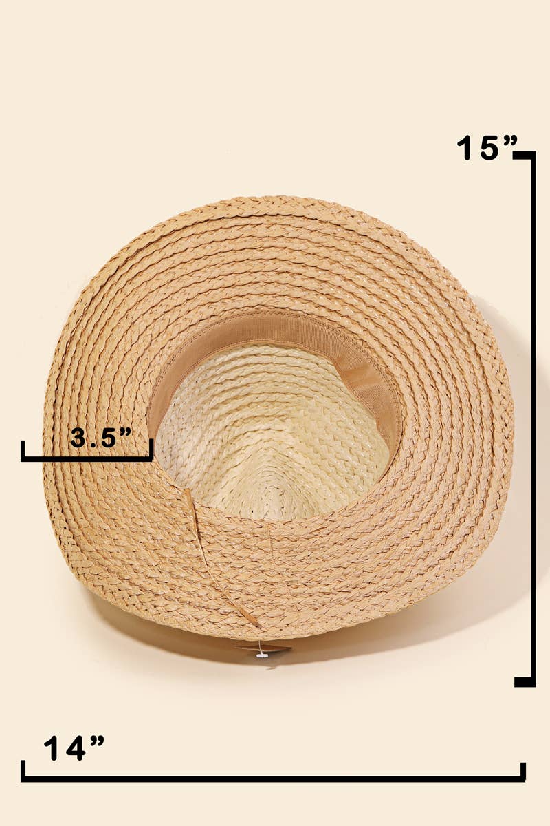 Two Tone Straw Braided Sun Hat