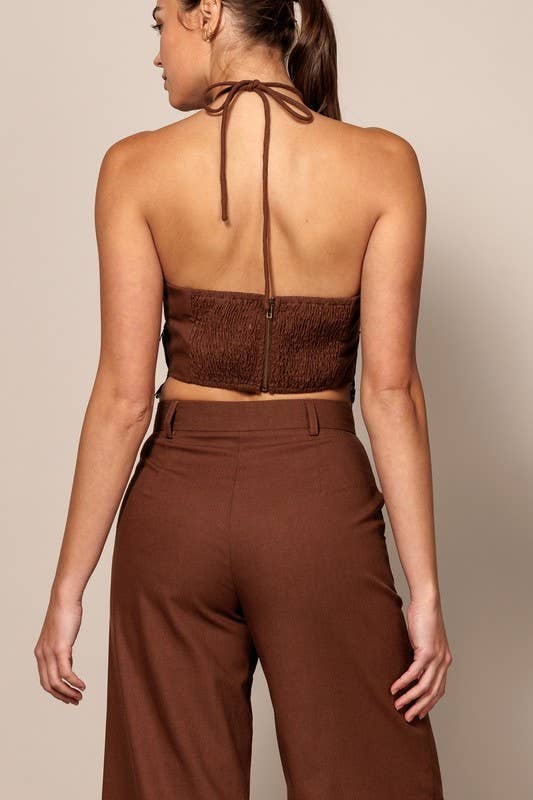 Lace Hem Wide-Leg Pants