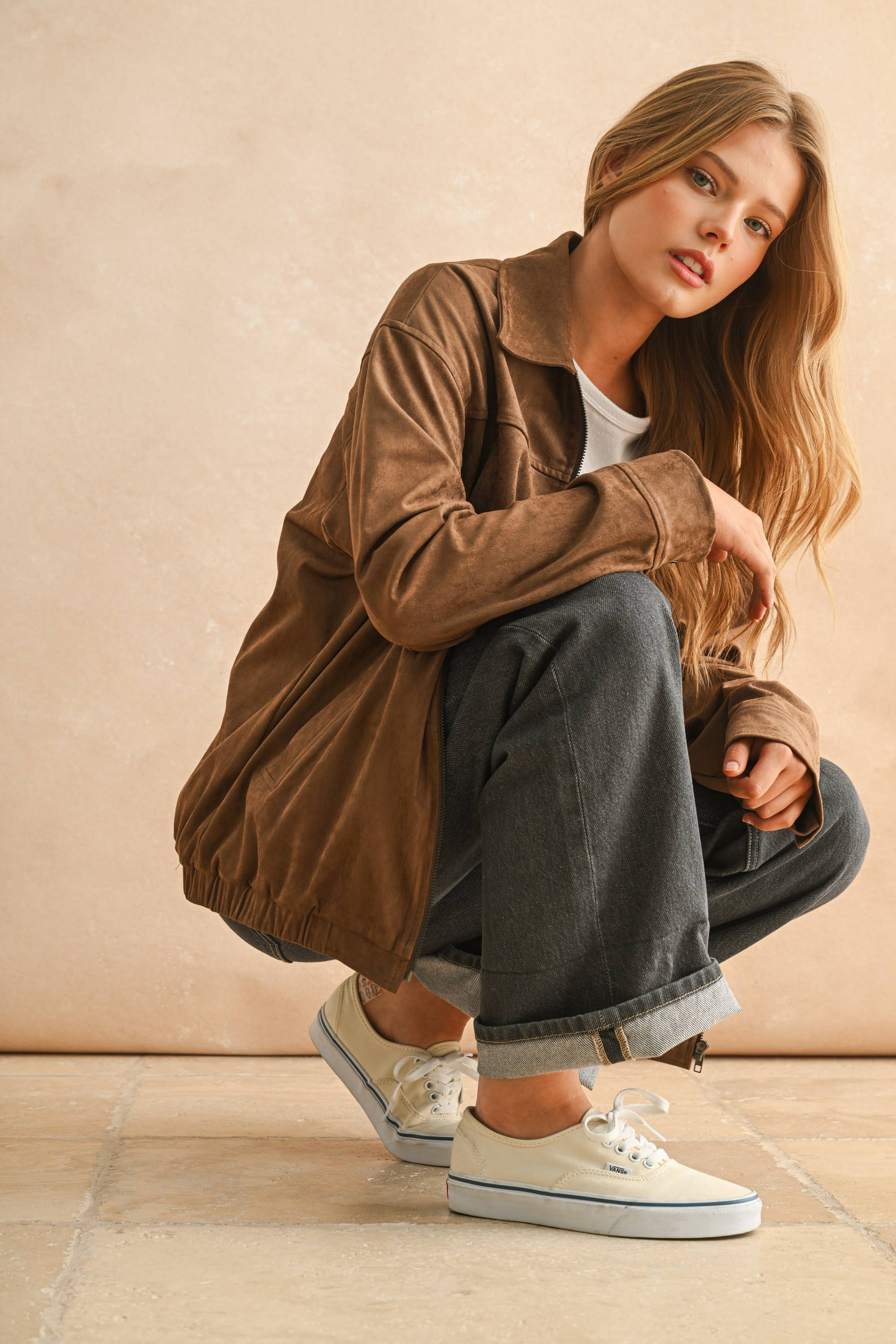 Billie SUEDE OVERSIZED BOMBER JAKCET