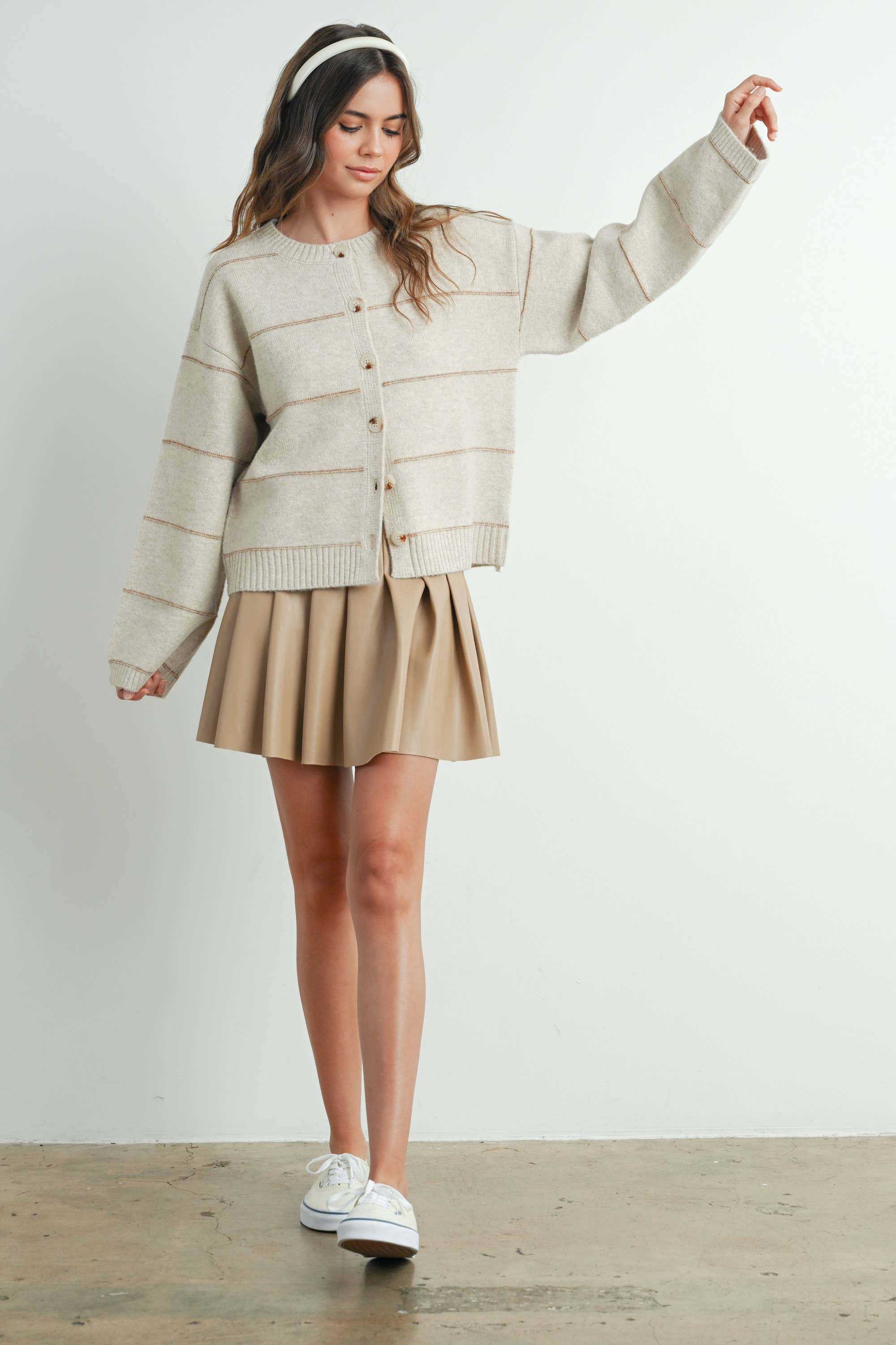 Penelope Button Front Striped Cardigan