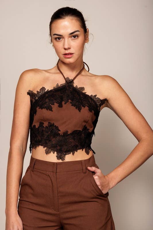 Lace Halter Crop Top