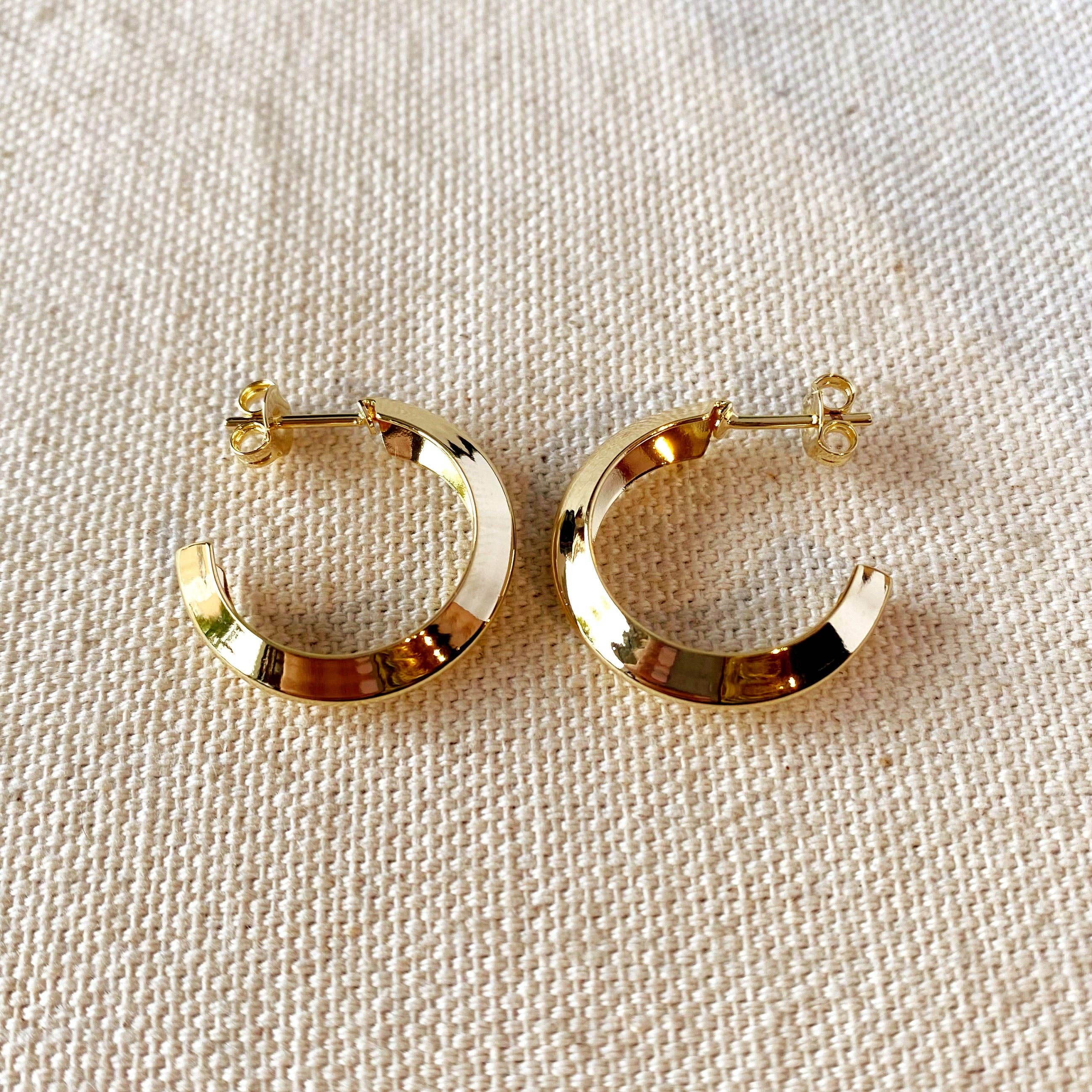 18k Gold Filled Faceted Half-Hoop Earrings - Larger Size