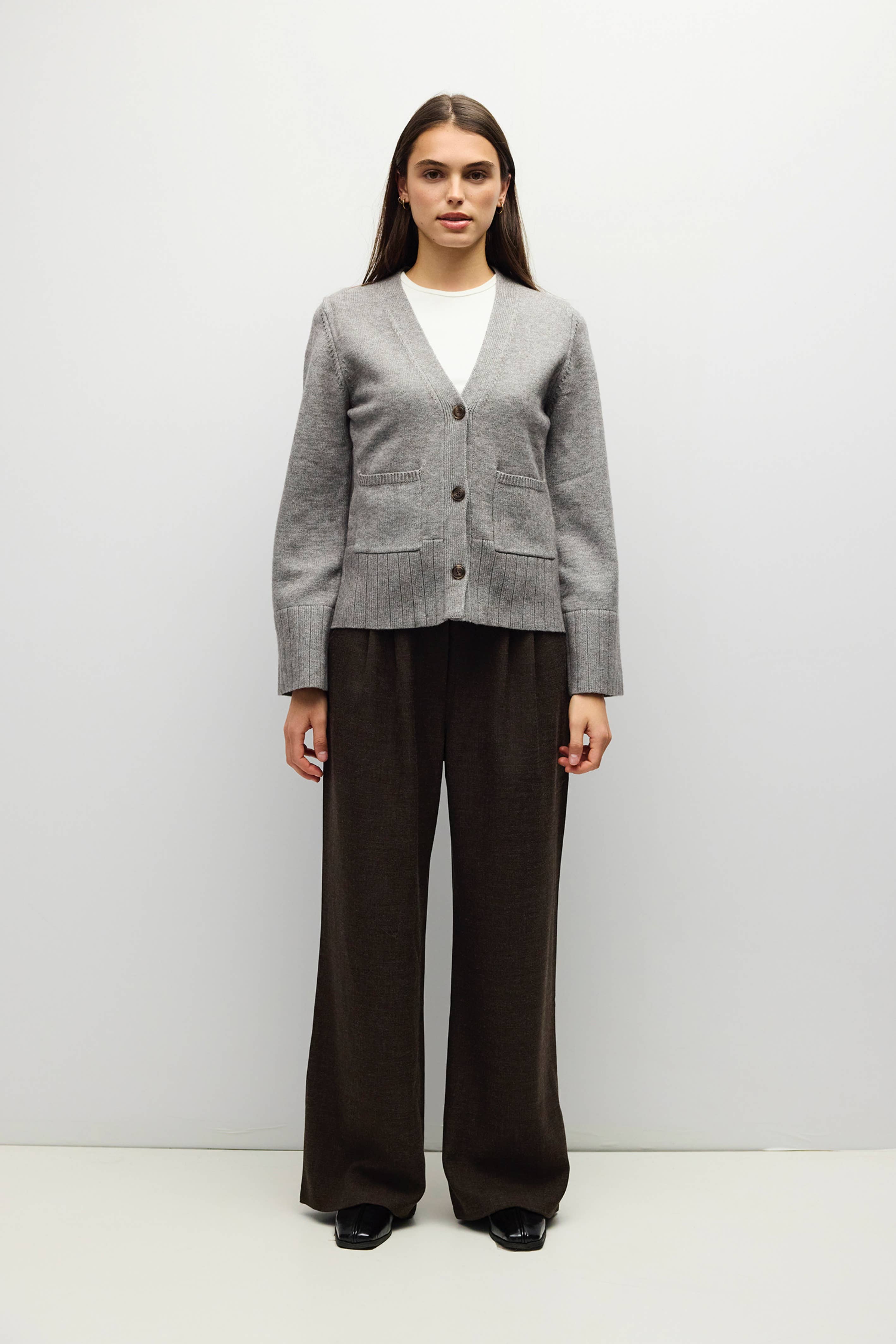 The Allison Cardigan | V Neck Cardigan Patch Pockets