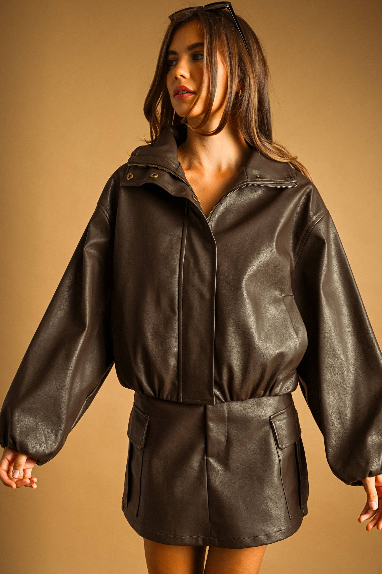 Becca FAUX LEATHER BALLON JACKET