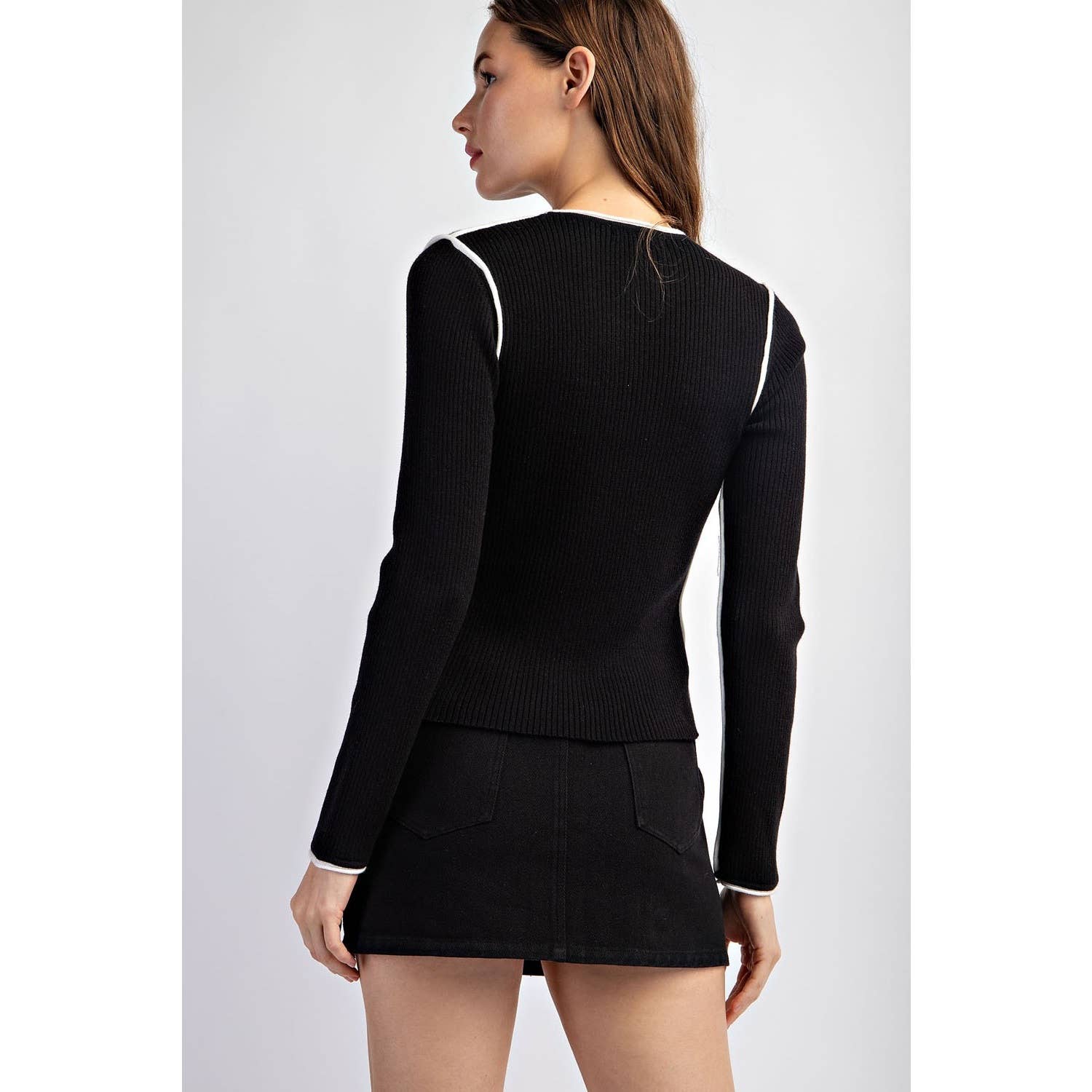 Wren CONTRAST EDGE LONG SLEEVE TOP