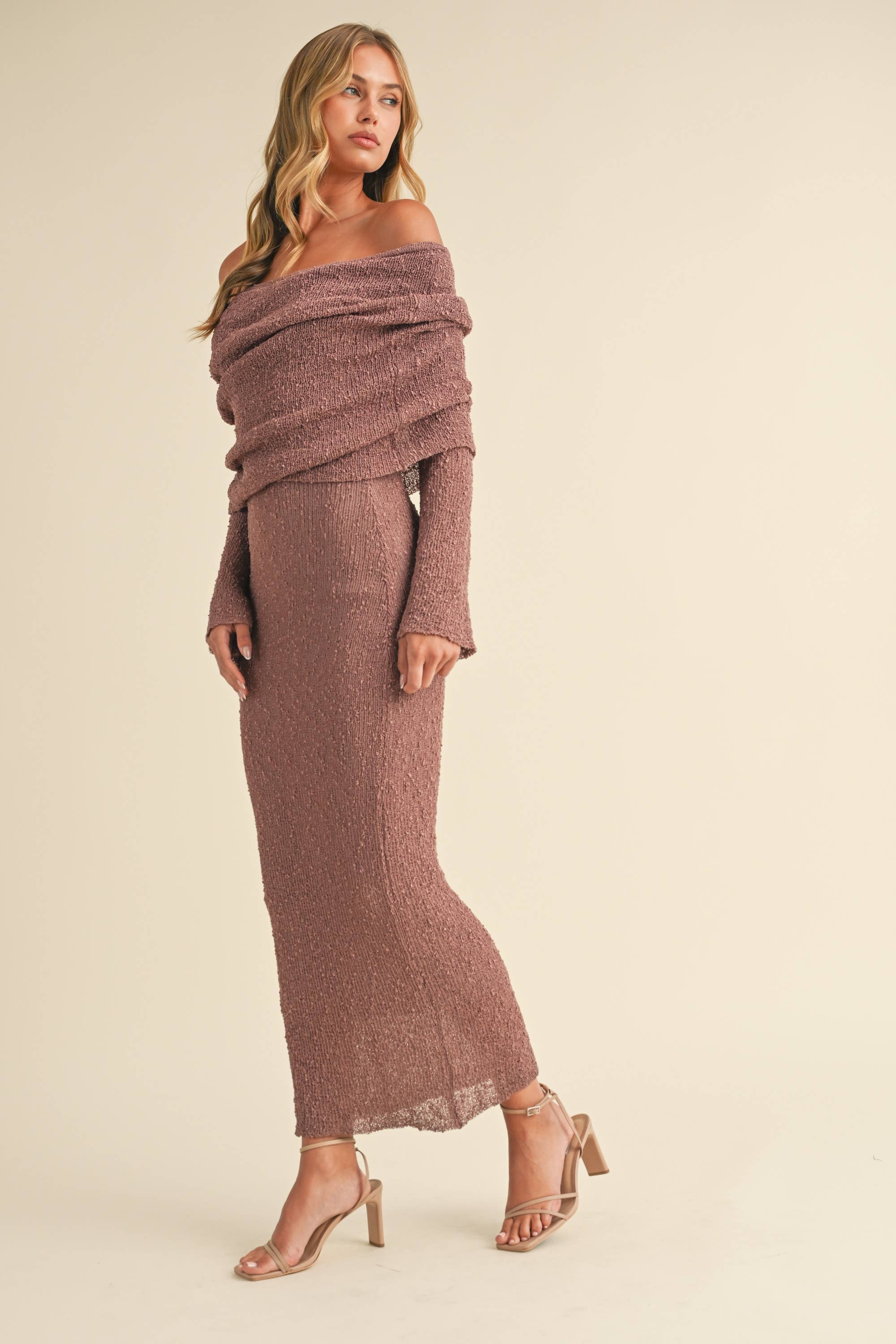 Elise SWEATER OFF SHOULDER MAXI DRESS