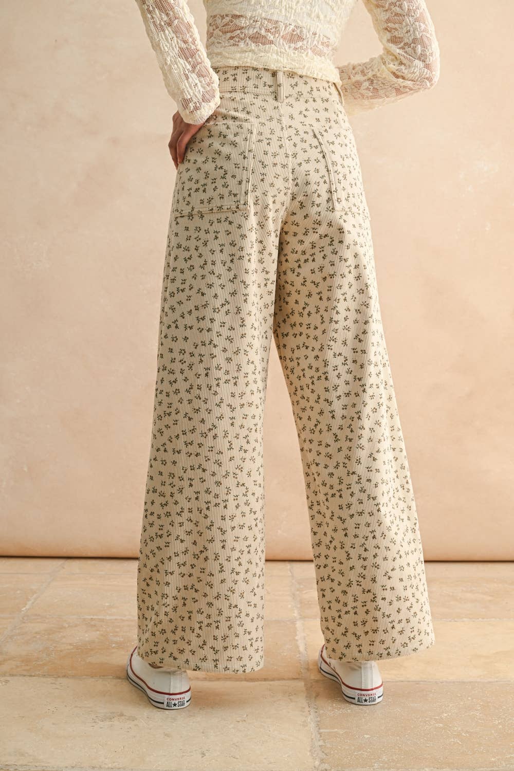 Heather floral CORDUROY PANTS