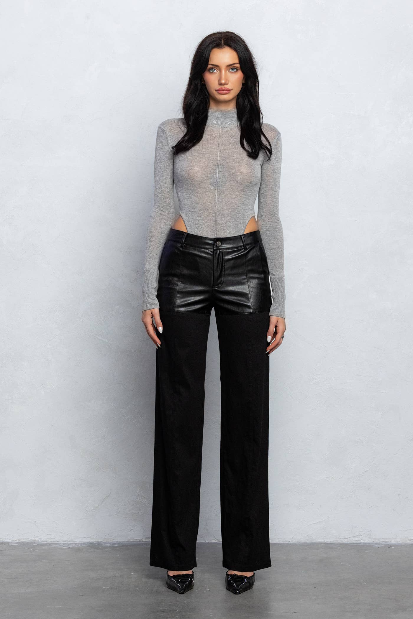 Betty Faux leather contrast pants