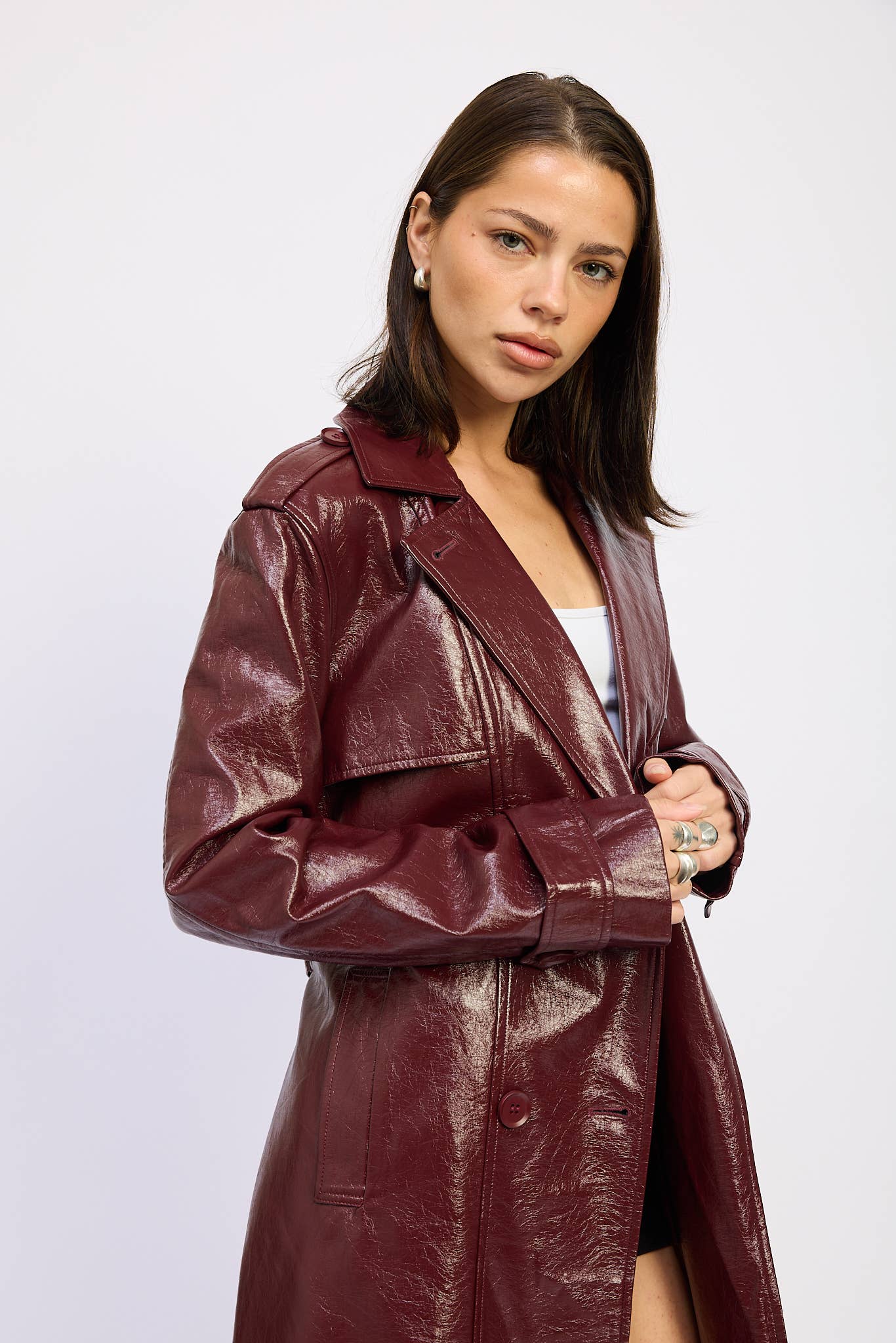 Neo FAUX LEATHER TRENCH COAT