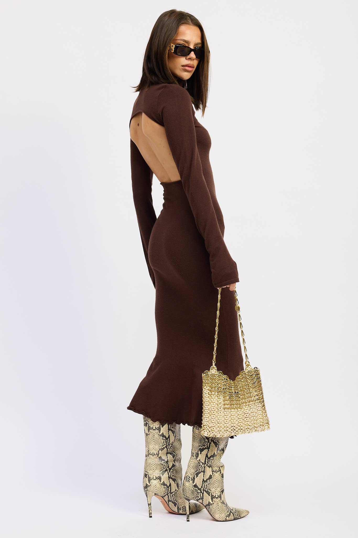 Nolan TURTLE NECK MIDI DRESS WITH BACK CUTOUT