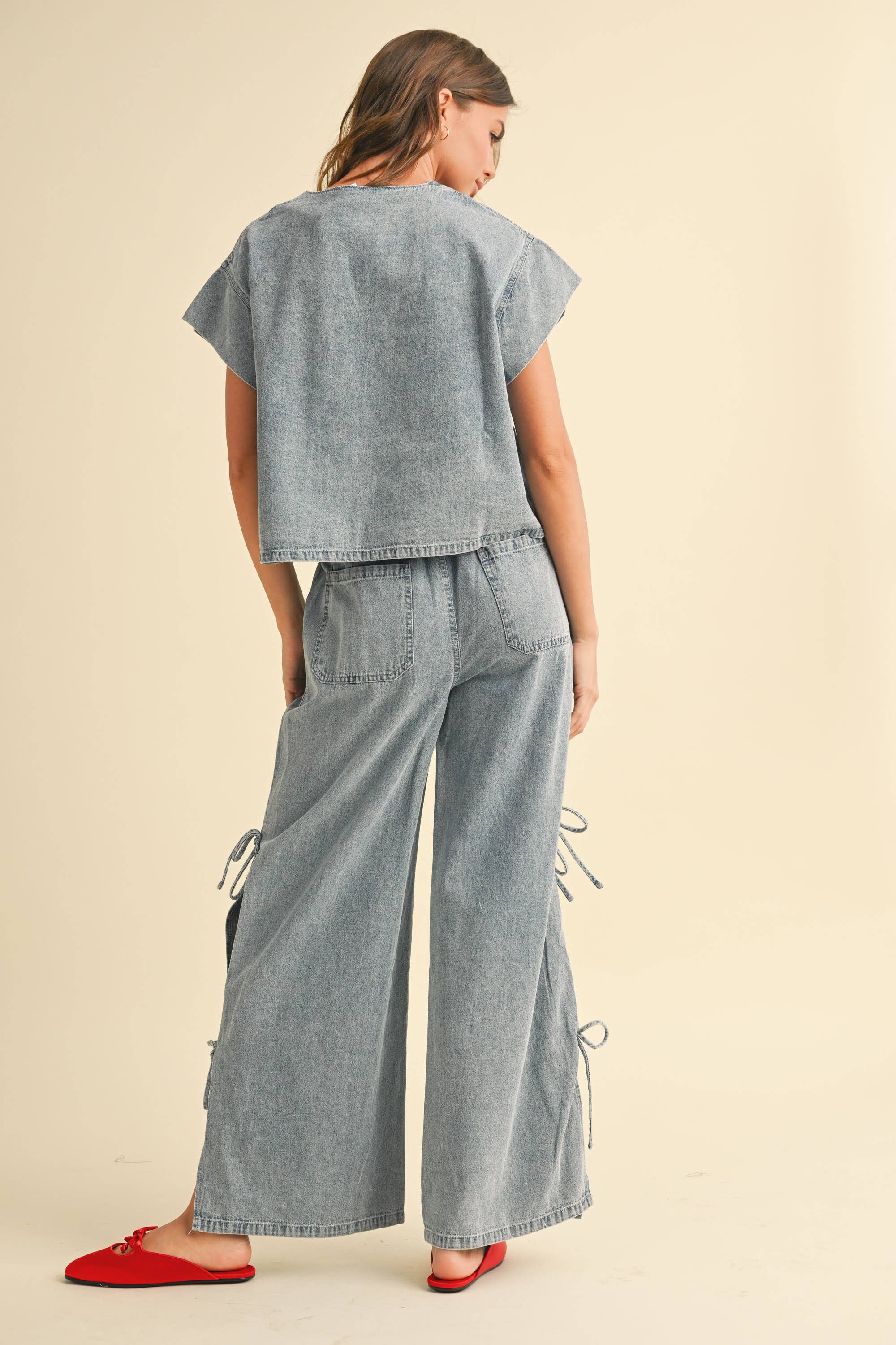 Maddie DENIM TIED FRONT BLOUSE