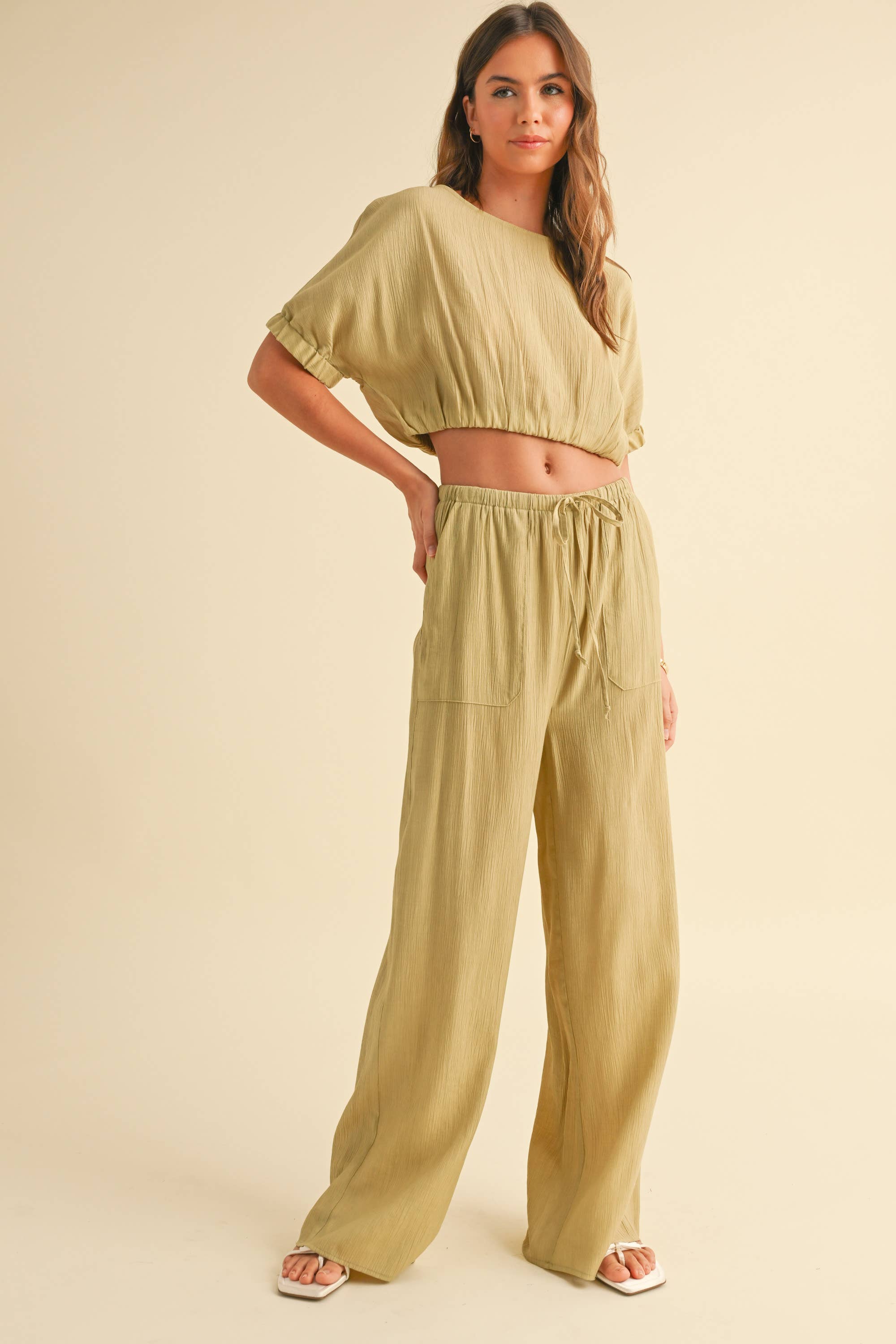 Poppy TEXTURED FABRIC TOP WITH BUTTON DETAIL ON BACK