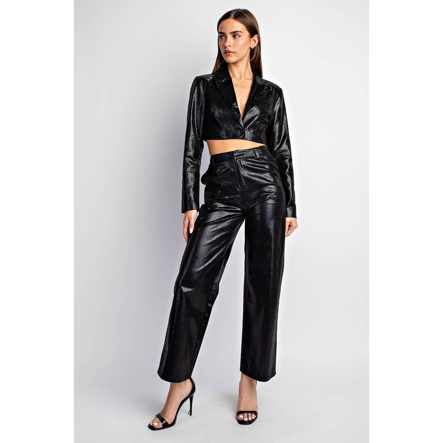 Bowen Textured Metallic Crop Jacket
